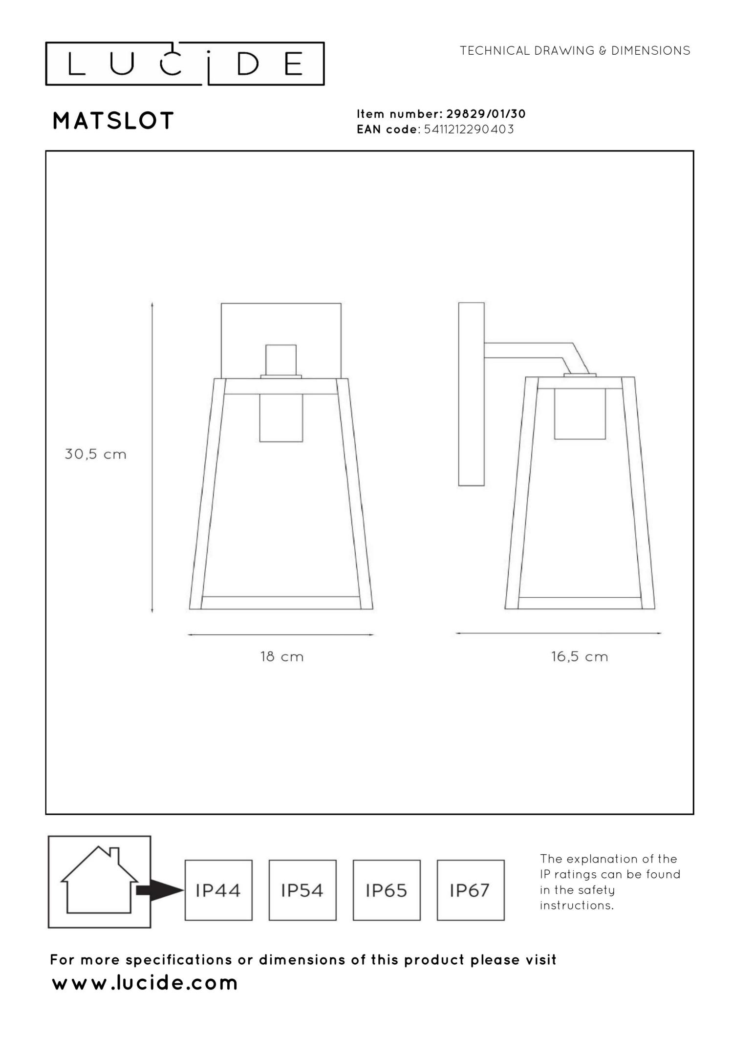 Matslot Outdoor Lights - Matt Black/Clear Glass