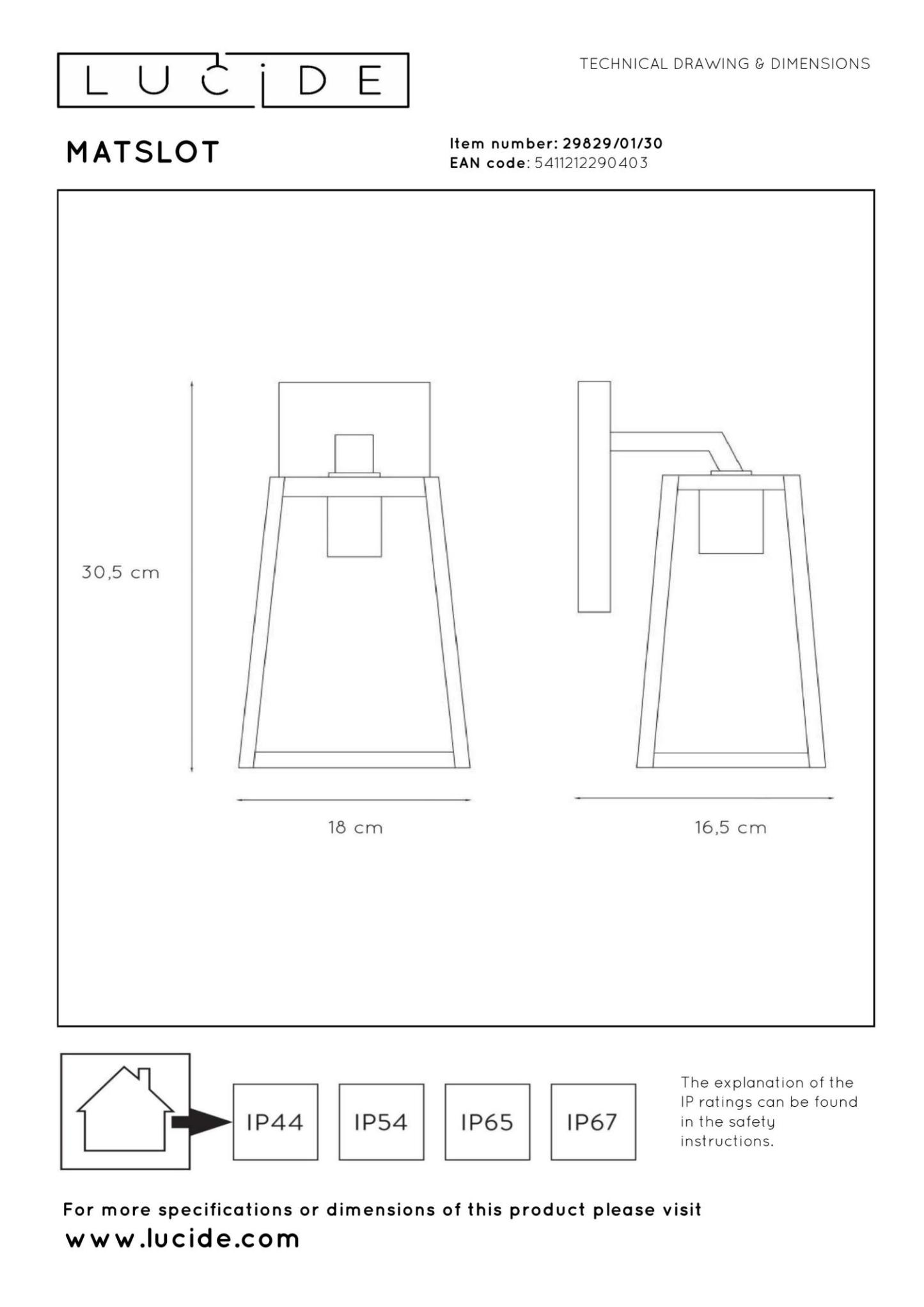 Matslot Outdoor Lights - Matt Black/Clear Glass