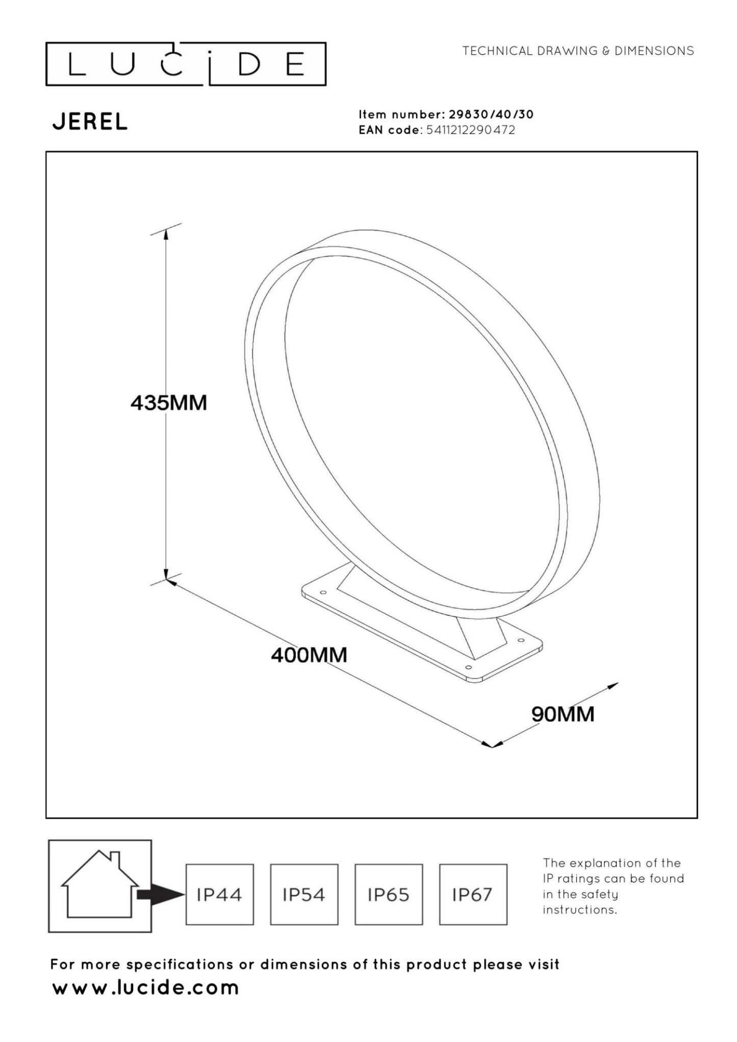 Jerel Outdoor Lights - Matt Black/Opal