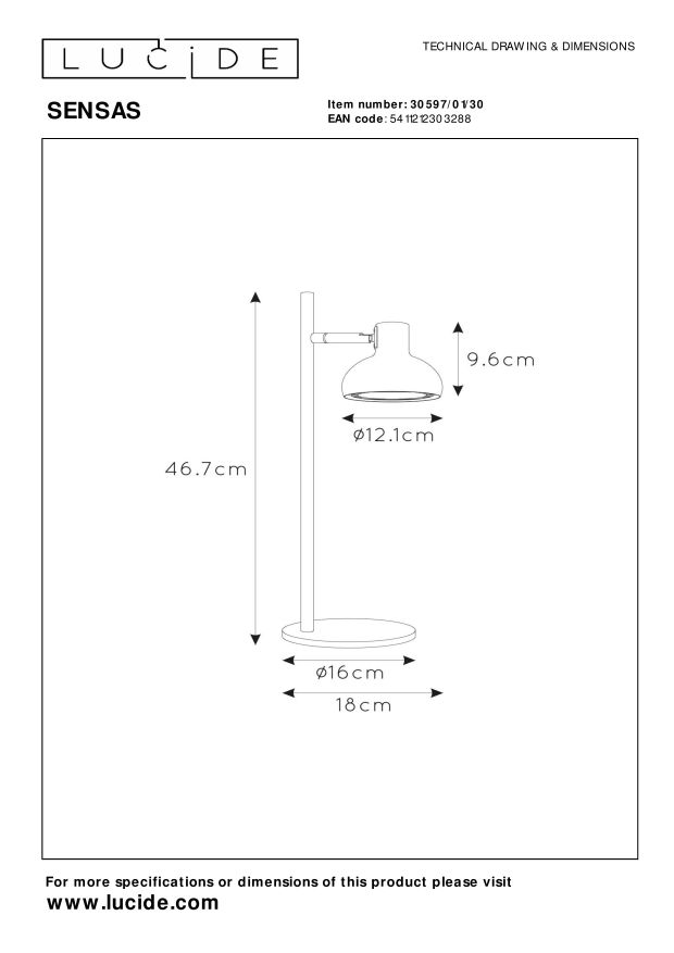Sensas Table Lamp - Matt Black