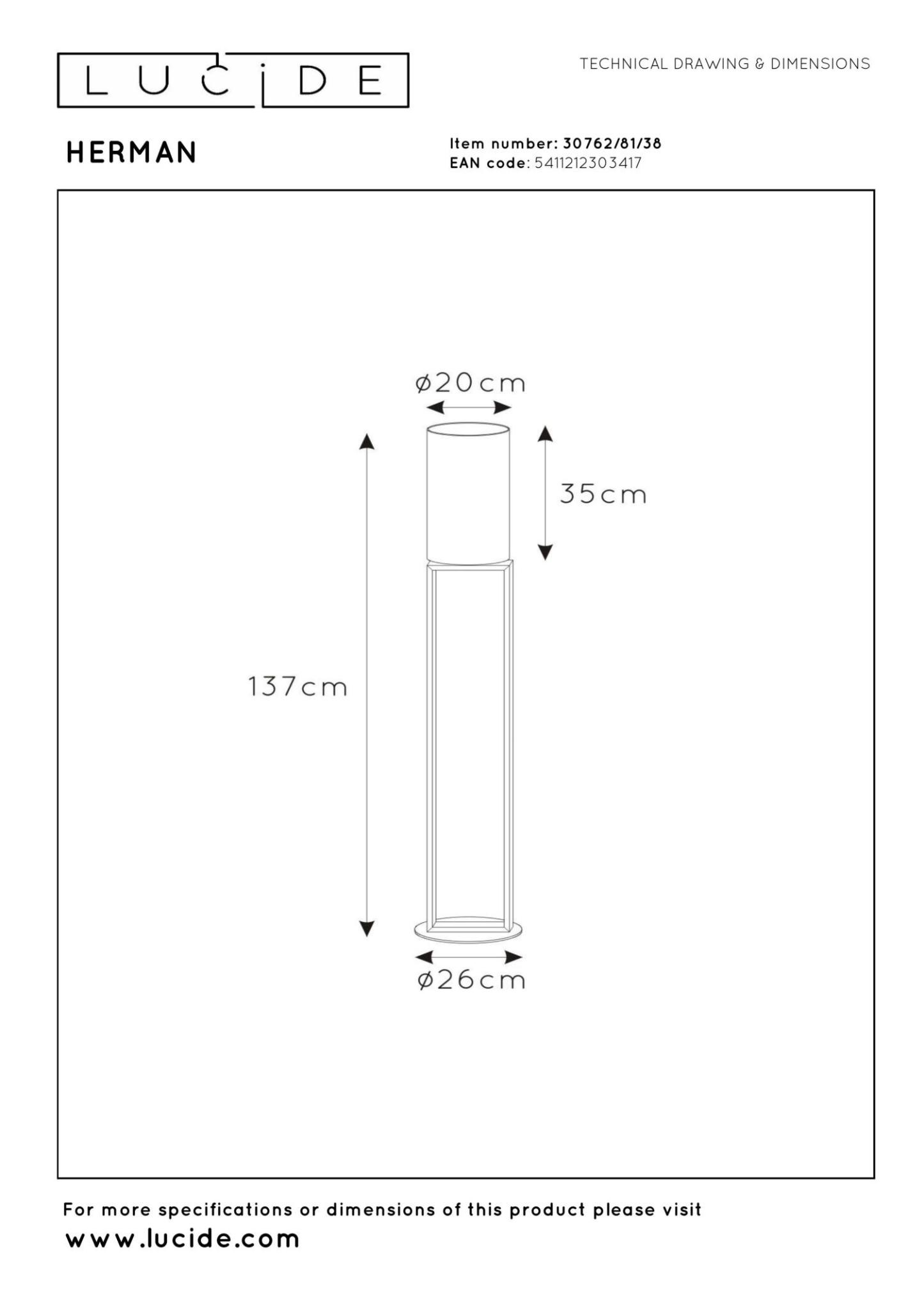 Herman Floor Lamp - Matt Black/Smoked Black