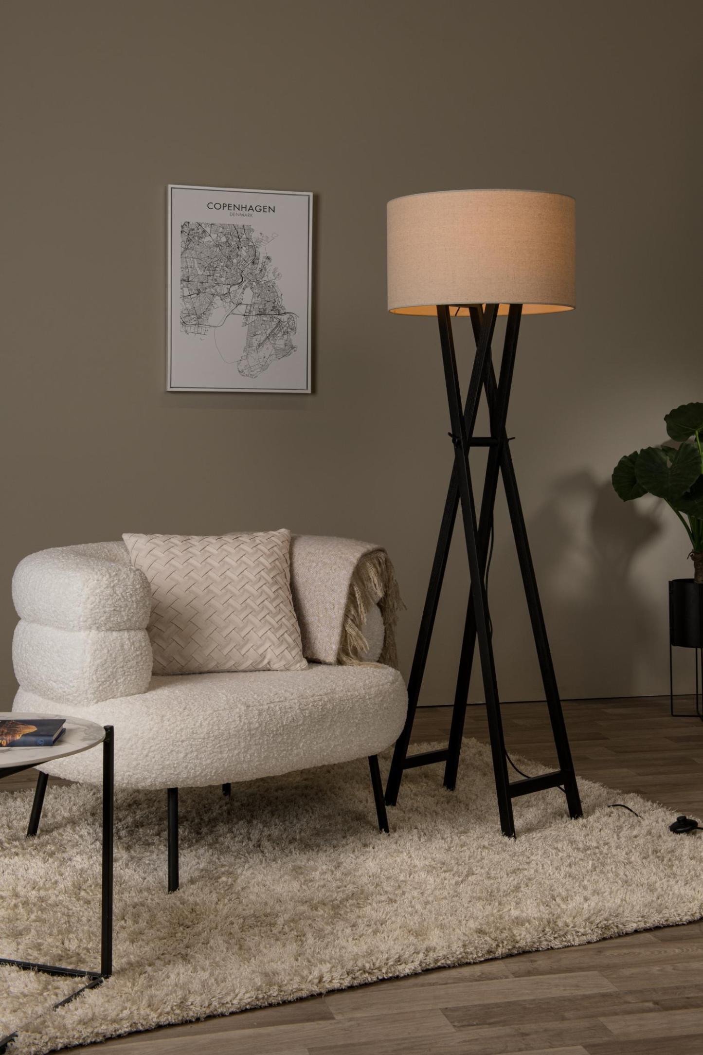 Trafalgar Floor Lamp - Matt Black/Cream