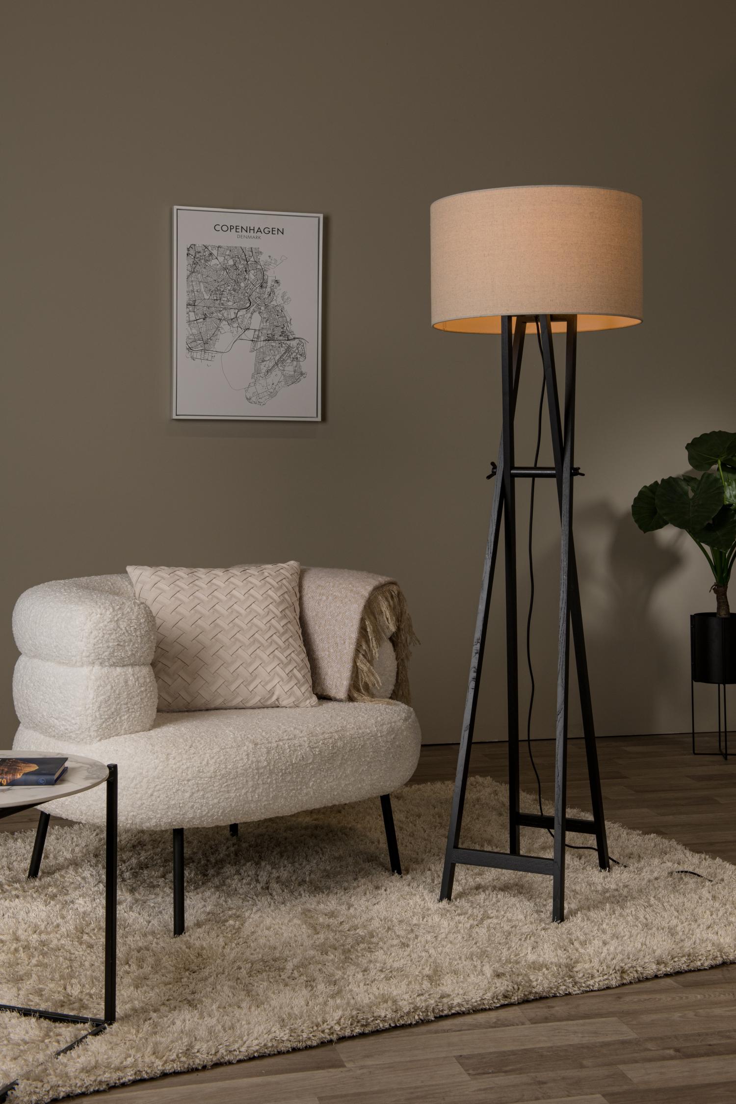Trafalgar Floor Lamp - Matt Black/Cream