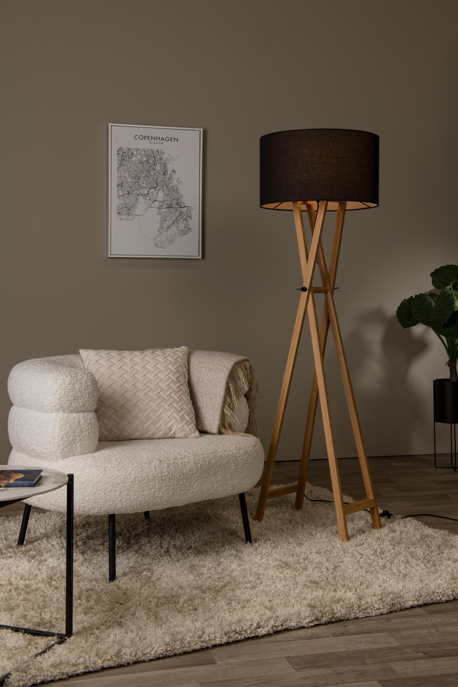 Trafalgar Floor Lamp - Matt Black/Cream