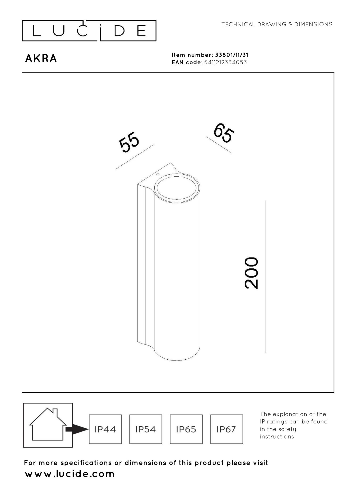 Akra Outdoor Lights - Matt Black/Clear Glass