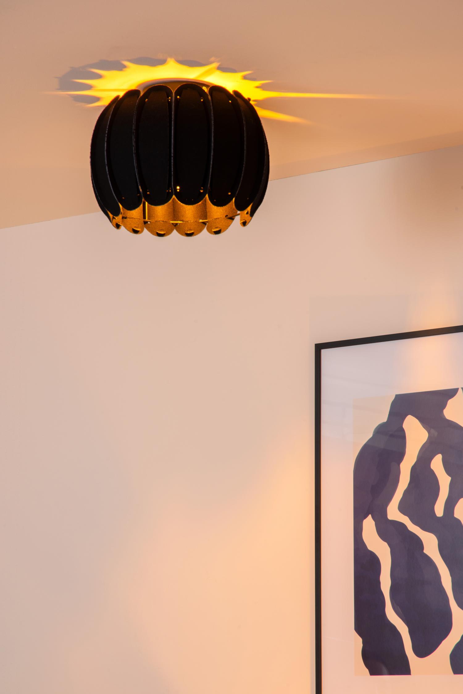Spencer Ceiling Lights - Matt Black/Black Fabric