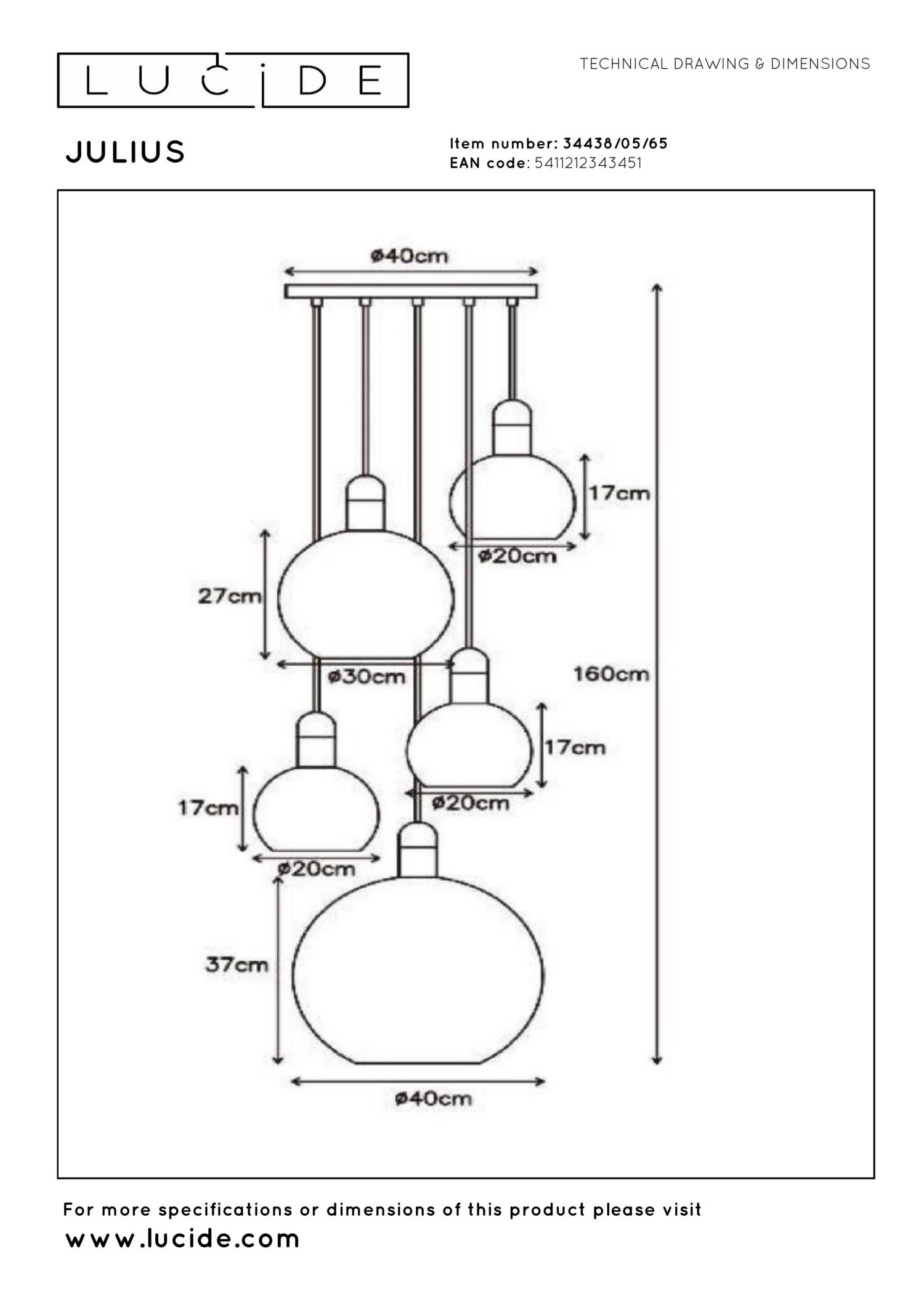 Julius Ceiling Lights - Matt Black/Opal