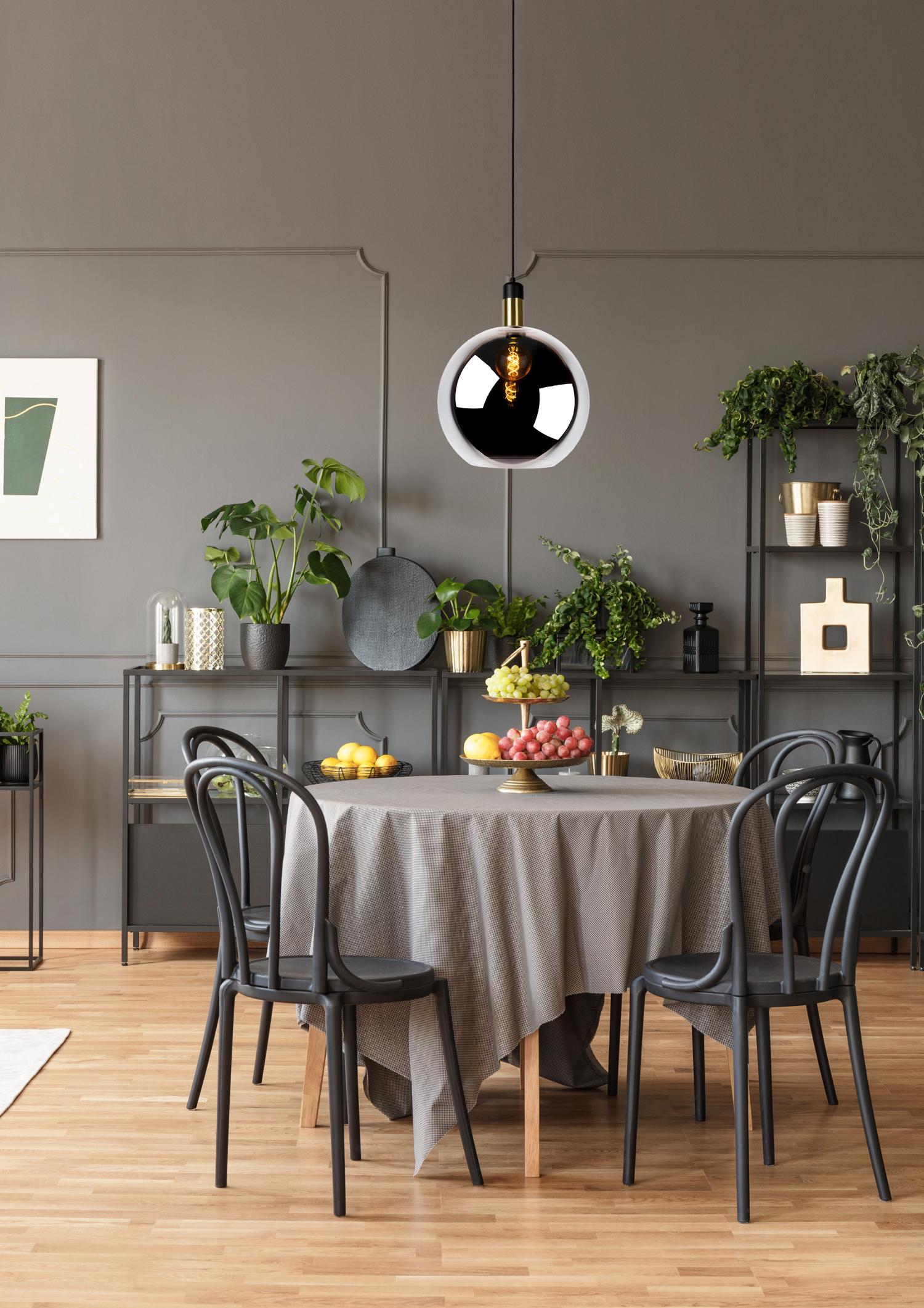 Julius Ceiling Lights - Matt Black/Opal - 400mm Diameter