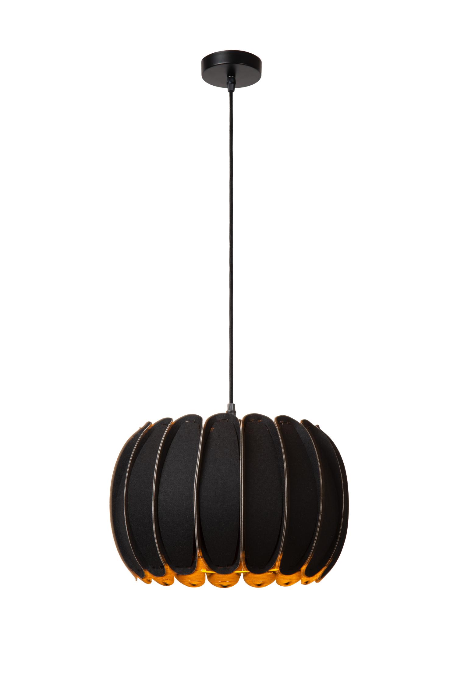 Spencer Ceiling Lights - Matt Black/Black Fabric - 300mm Diameter