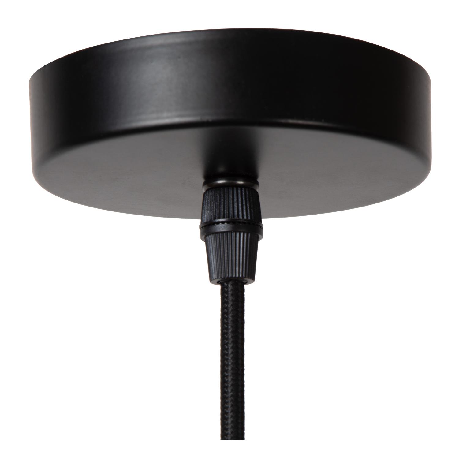 Spencer Ceiling Lights - Matt Black/Black Fabric - 300mm Diameter