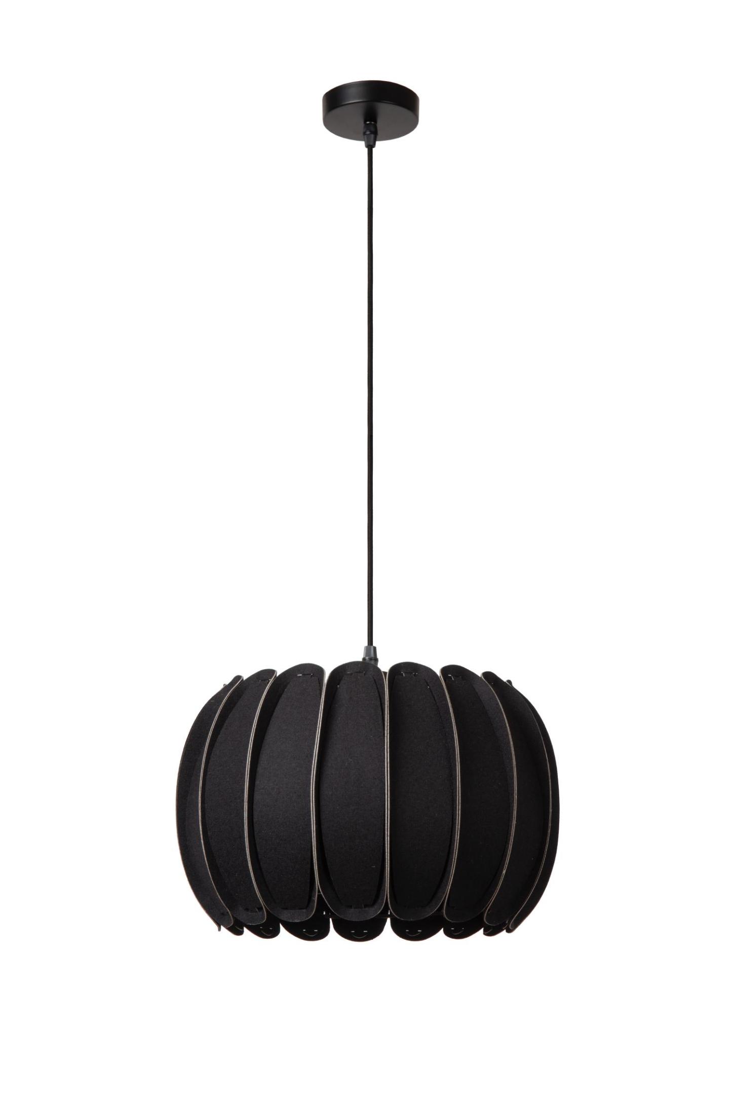 Spencer Ceiling Lights - Matt Black/Black Fabric - 300mm Diameter