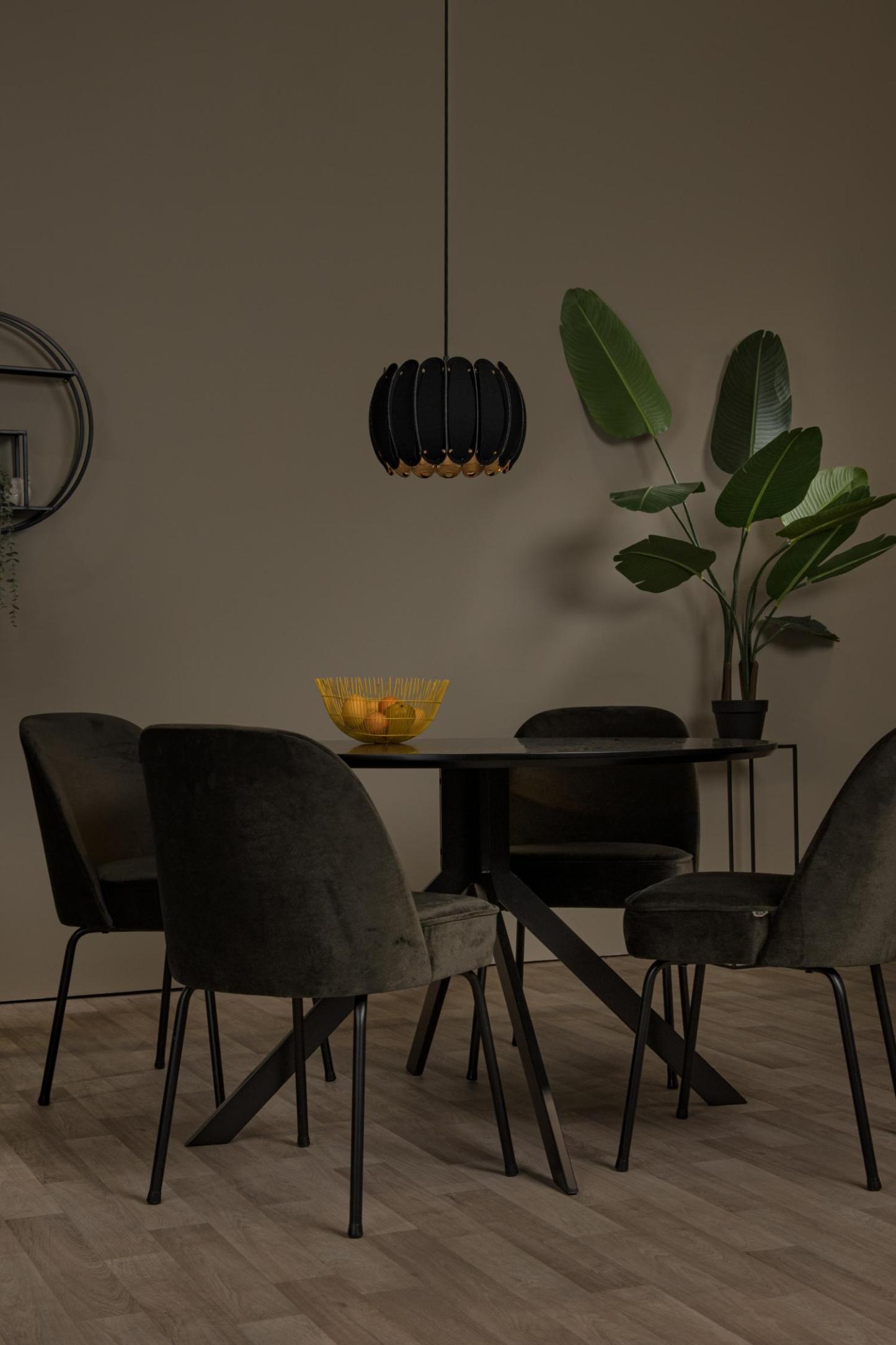 Spencer Ceiling Lights - Matt Black/Black Fabric - 300mm Diameter