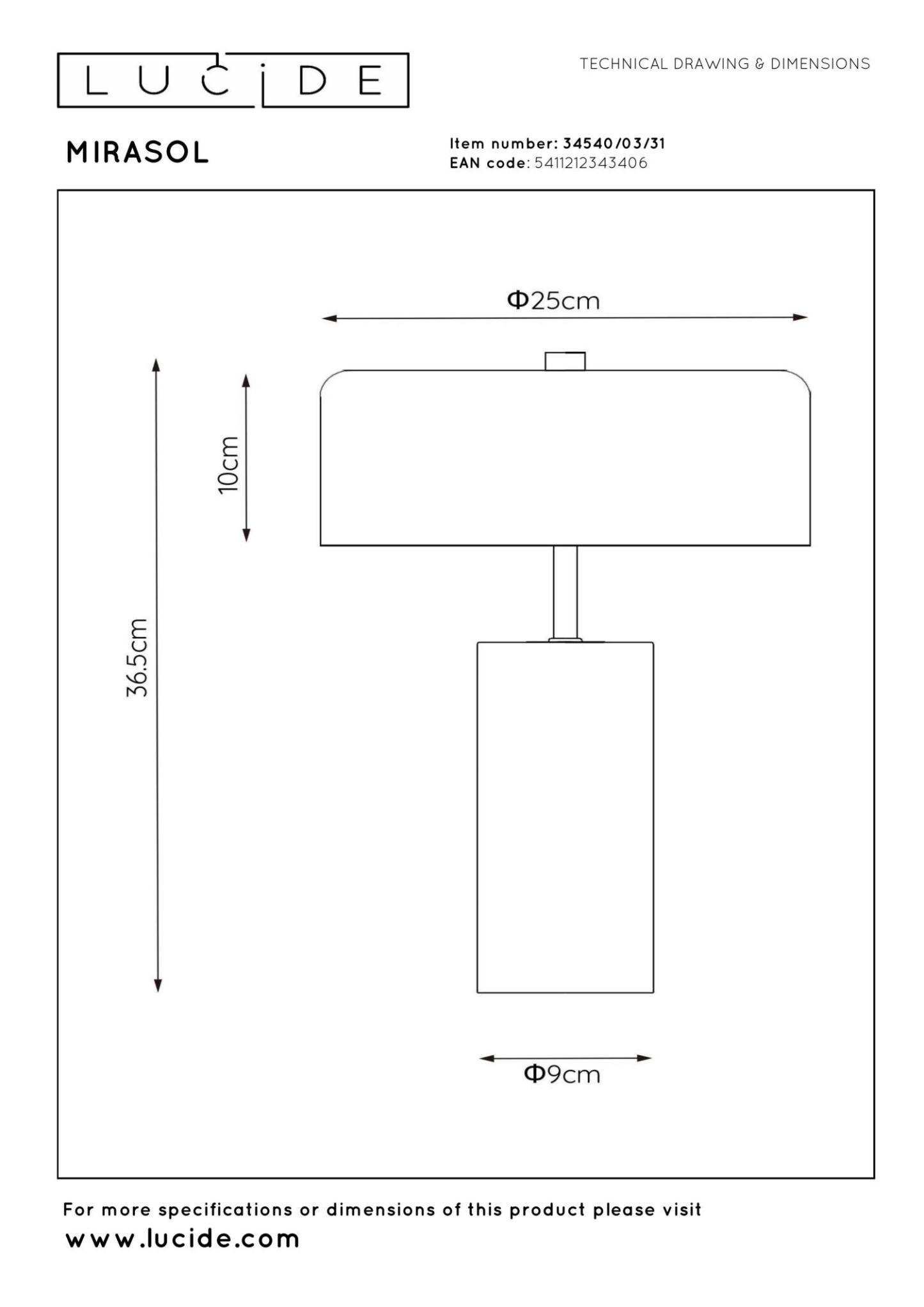 Mirasol Table Lamp - Black Marble/Brushed Brass