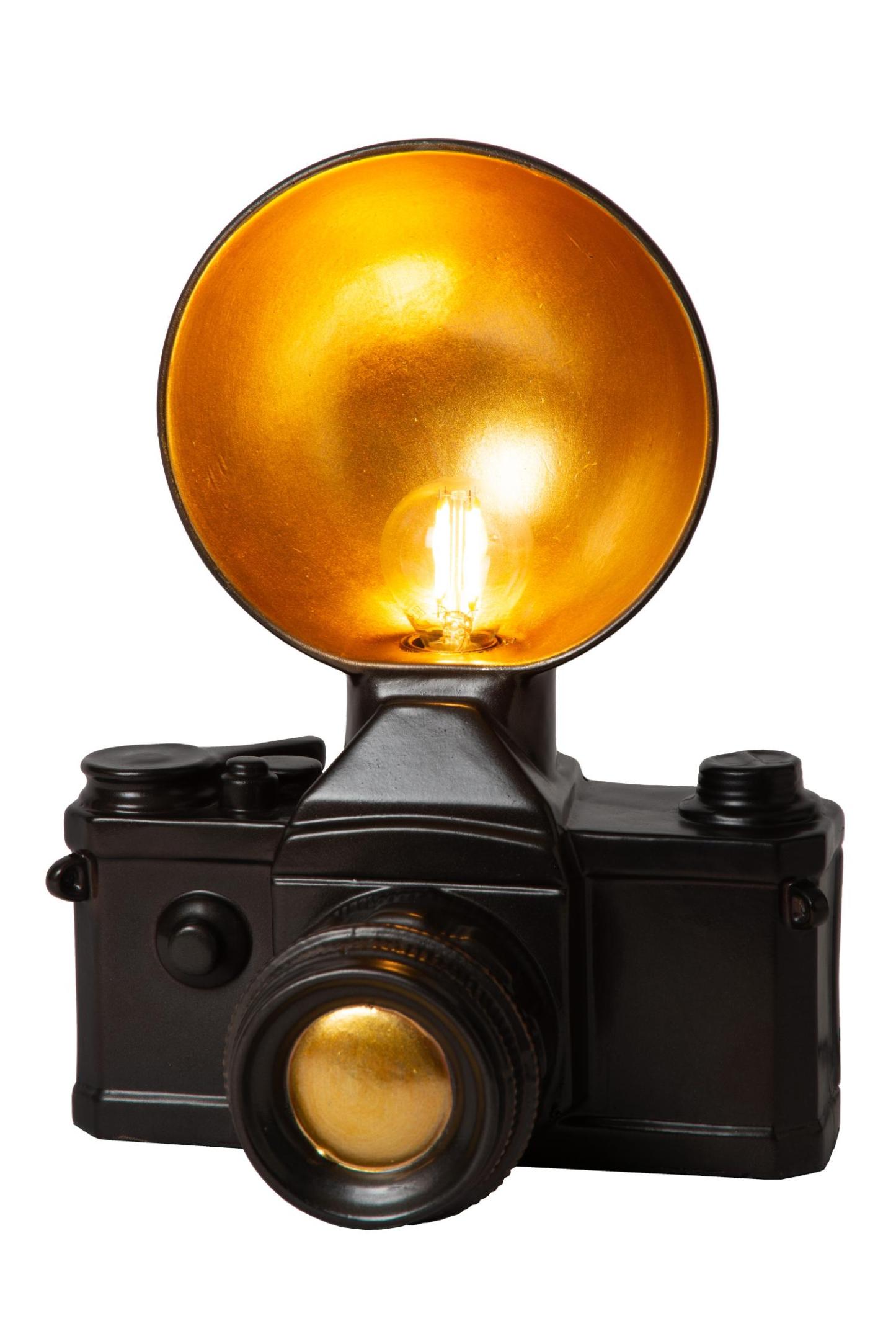 Camera Table Lamp - Matt Black/Amber