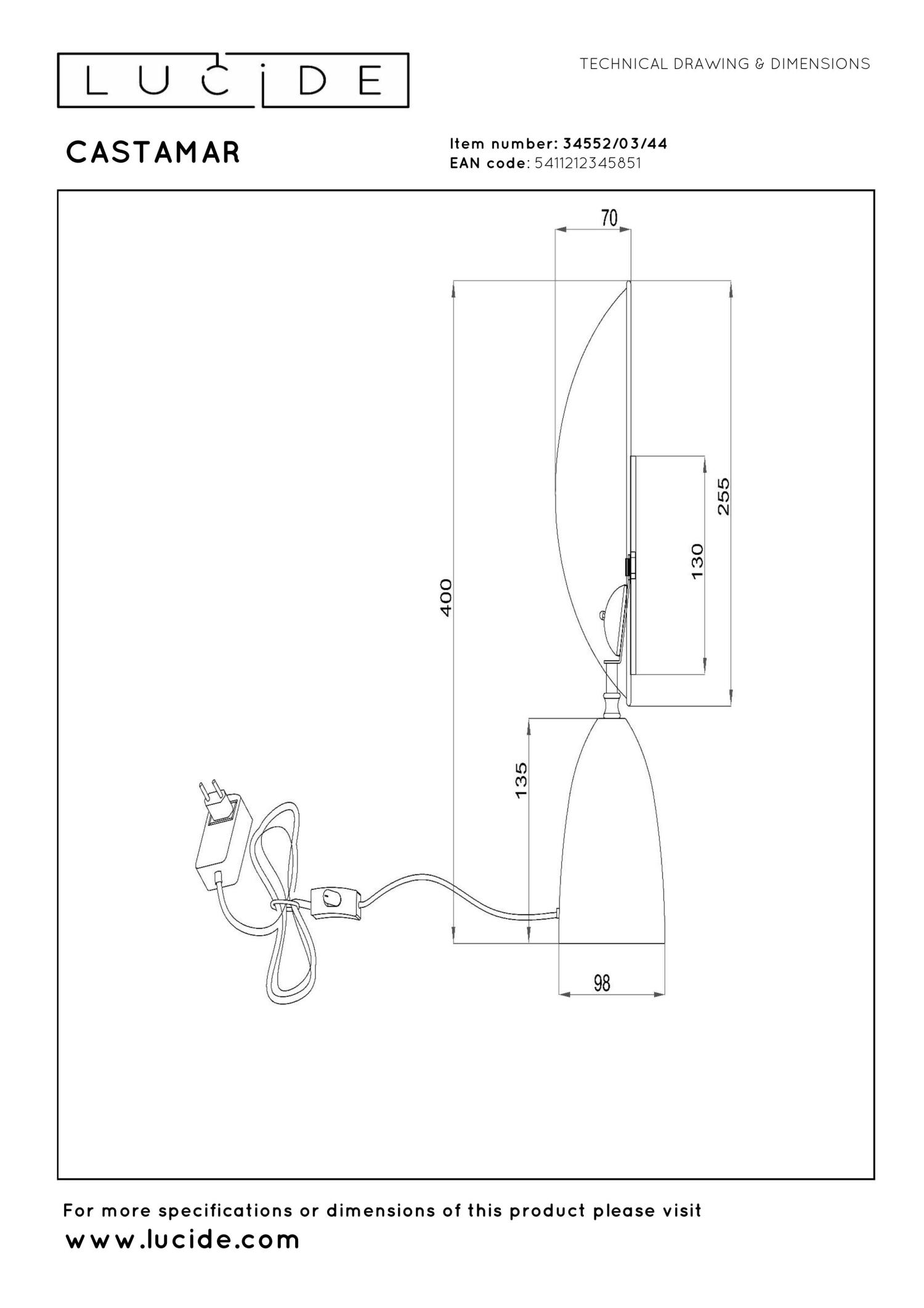 Castamar Table Lamp - Polished Chrome/Grey