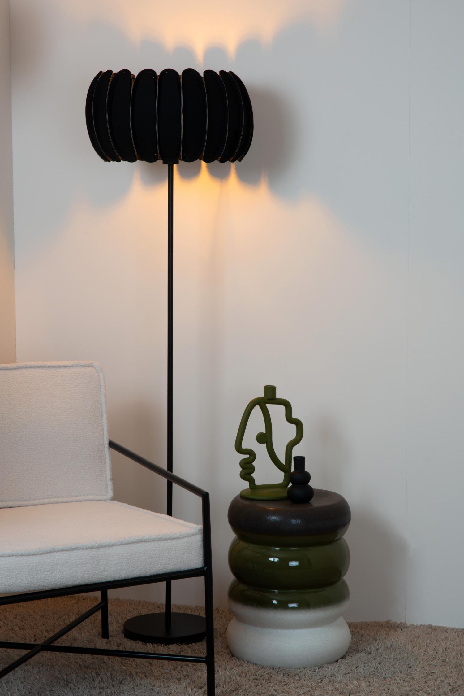 Spencer Floor Lamp - Matt Black/Black Fabric