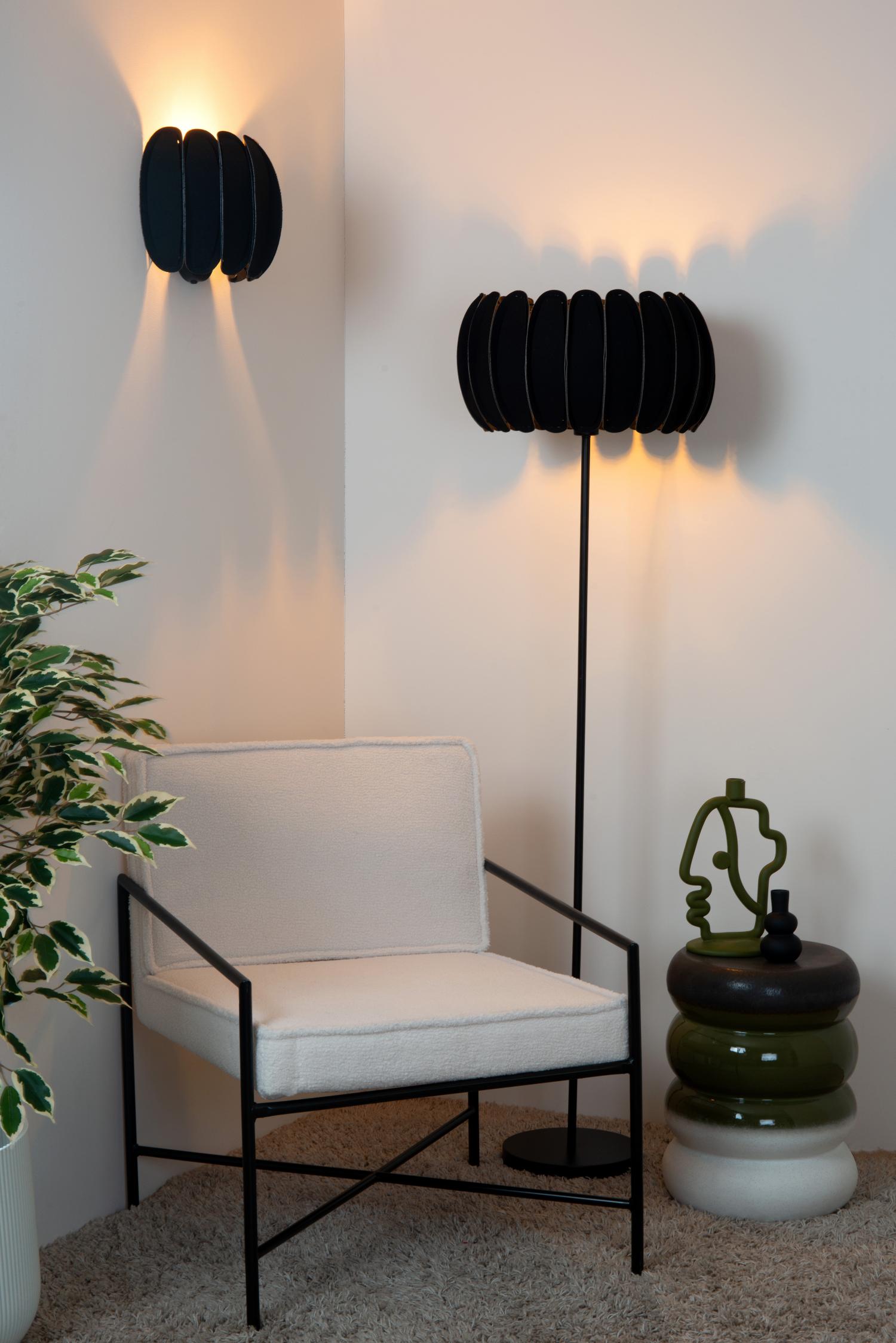 Spencer Floor Lamp - Matt Black/Black Fabric