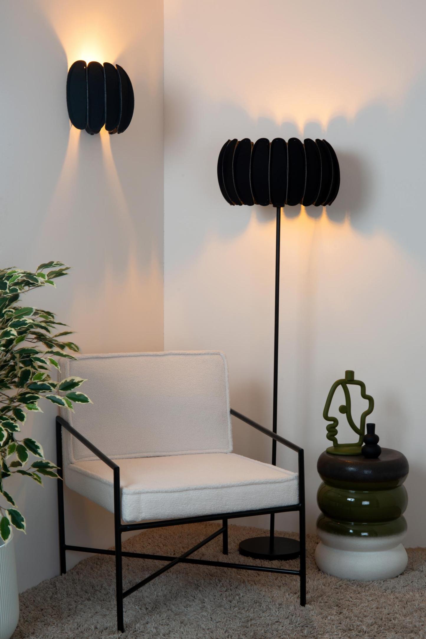 Spencer Floor Lamp - Matt Black/Black Fabric
