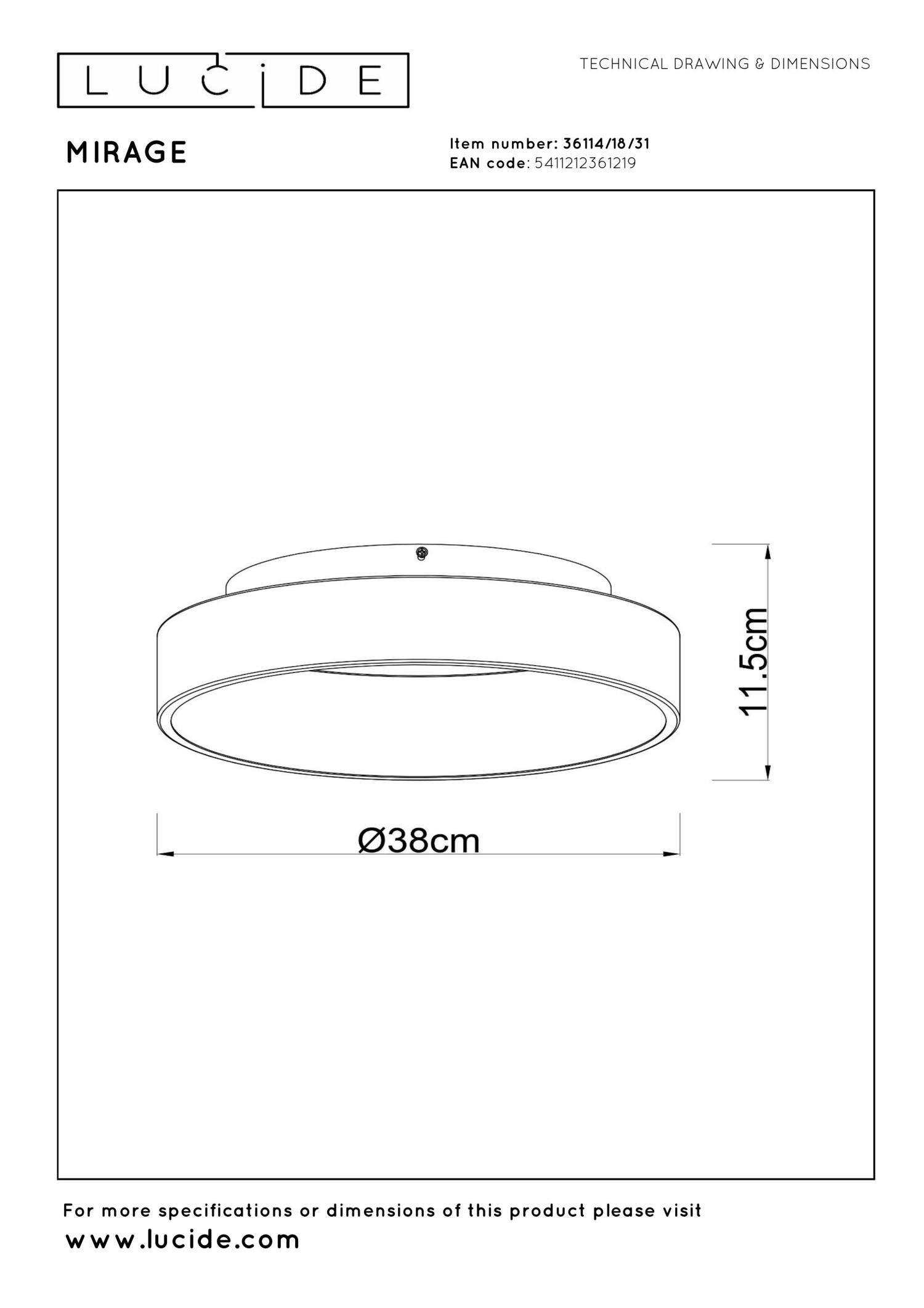 Mirage Ceiling Lights - Matt Black/Opal - 380mm Diameter