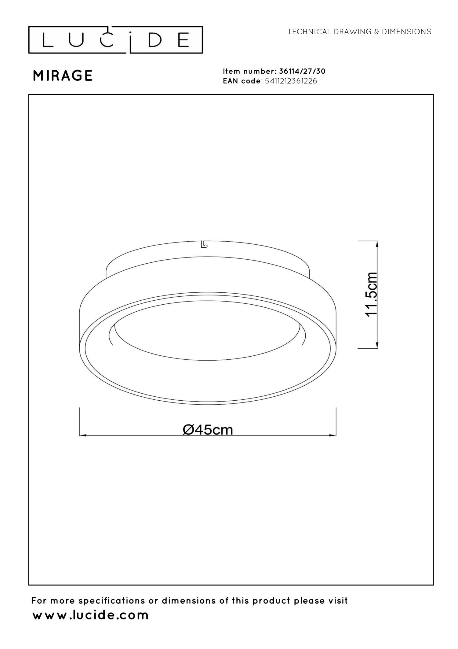 Mirage Ceiling Lights - Matt Black/Opal - 450mm Diameter