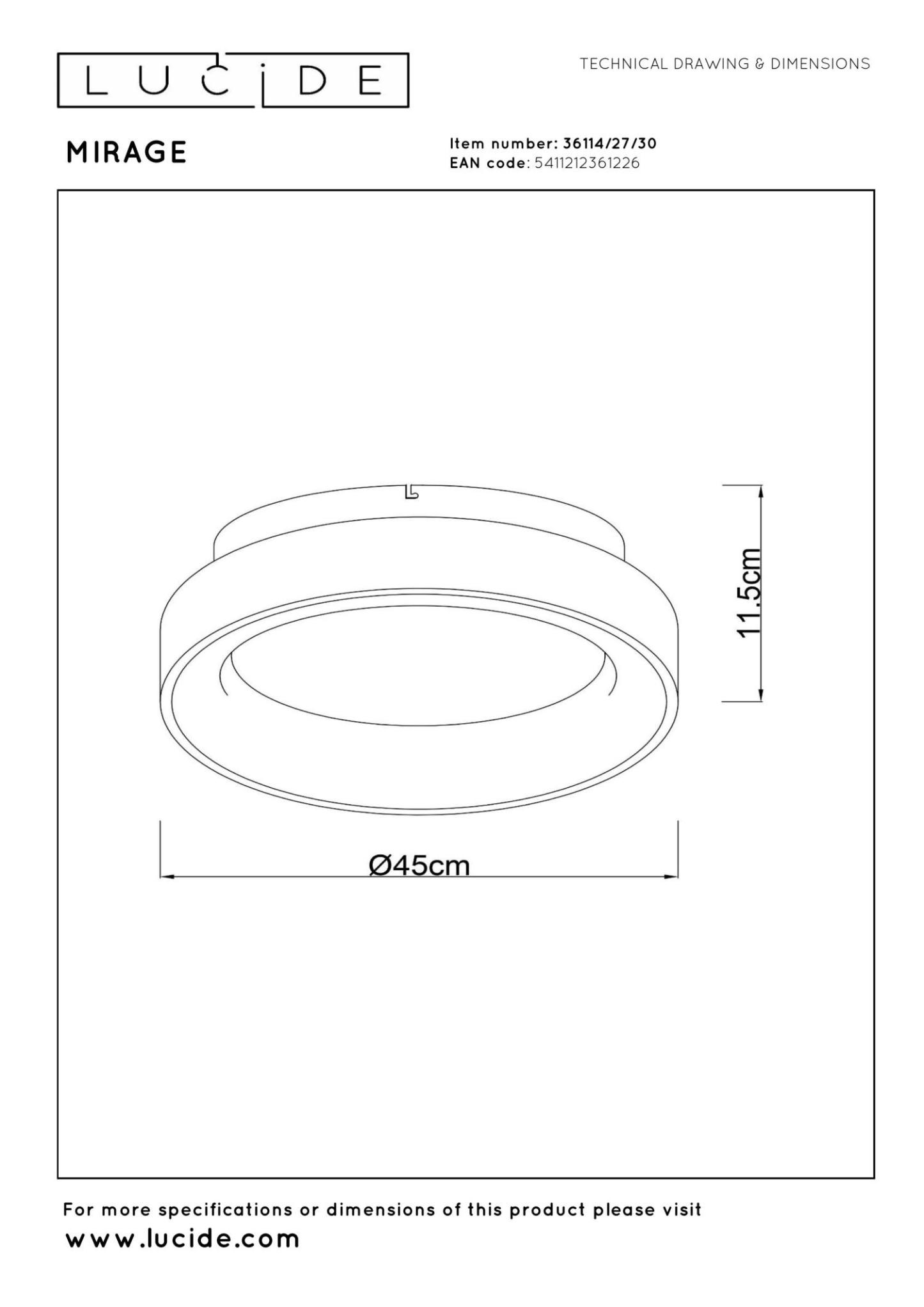 Mirage Ceiling Lights - Matt Black/Opal - 450mm Diameter