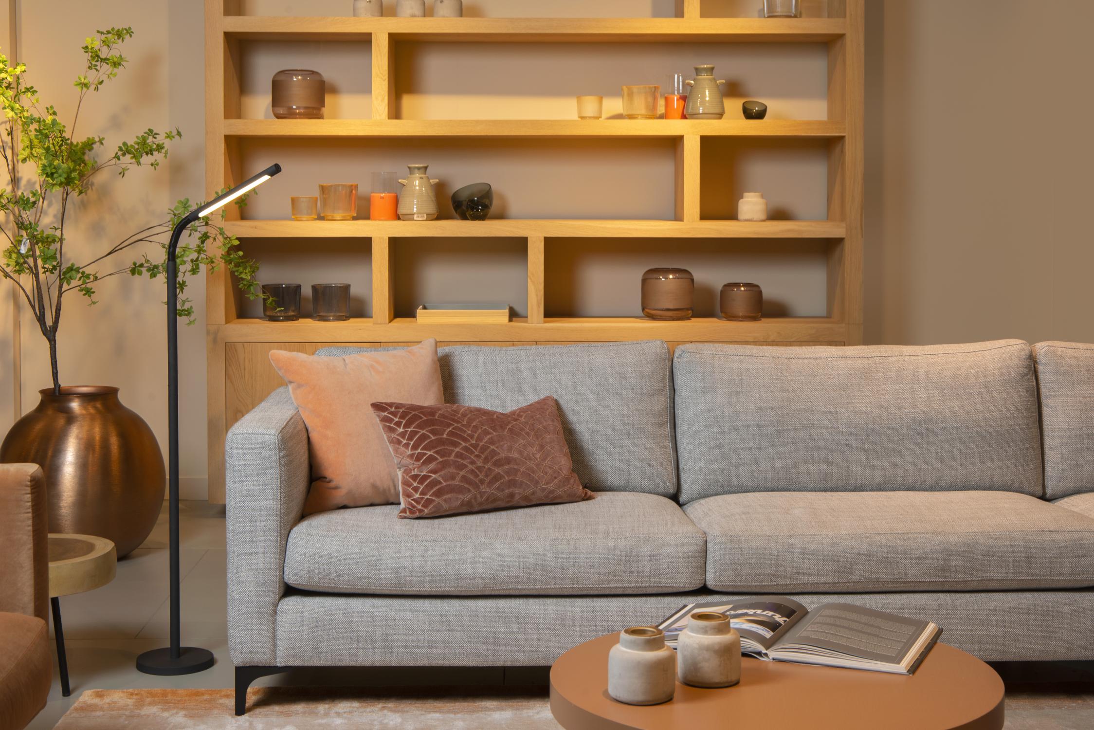 Gilly Floor Lamp - Matt Black/Opal