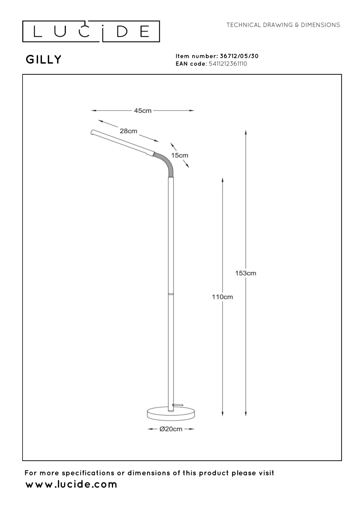 Gilly Floor Lamp - Matt Black/Opal
