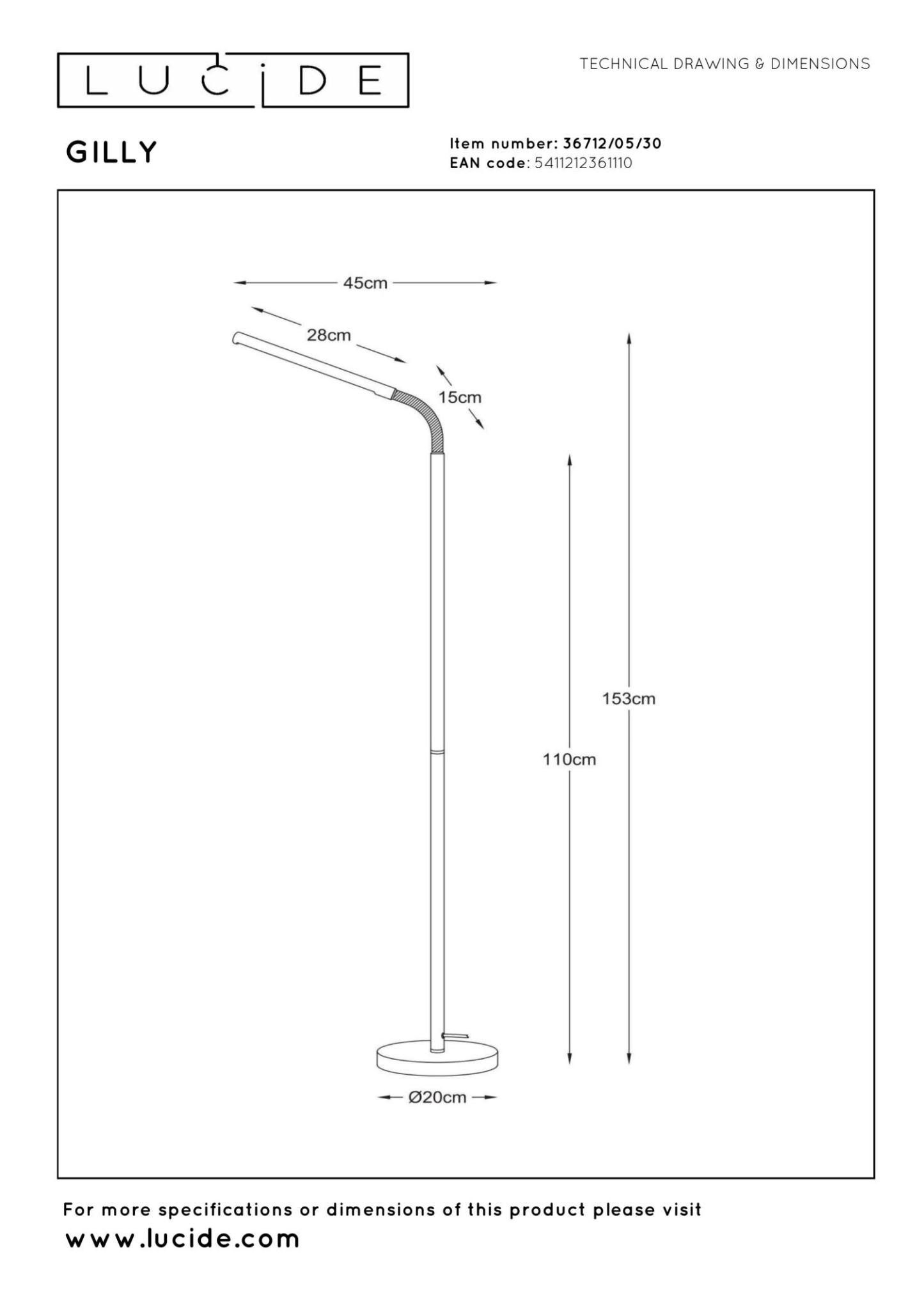 Gilly Floor Lamp - Matt Black/Opal