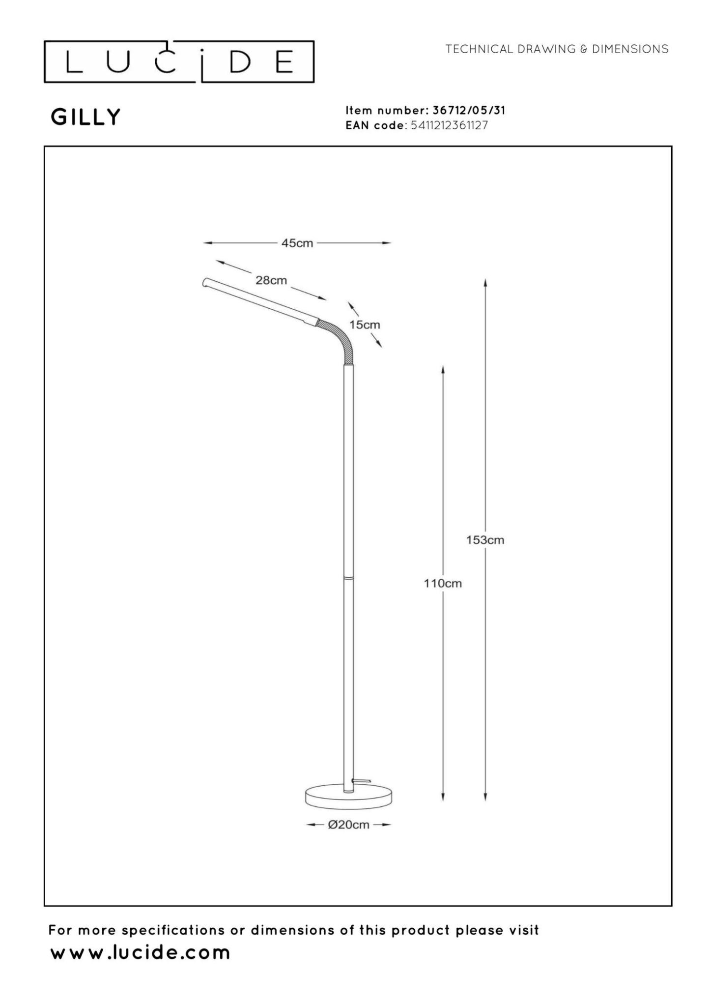 Gilly Floor Lamp - Matt Black/Opal