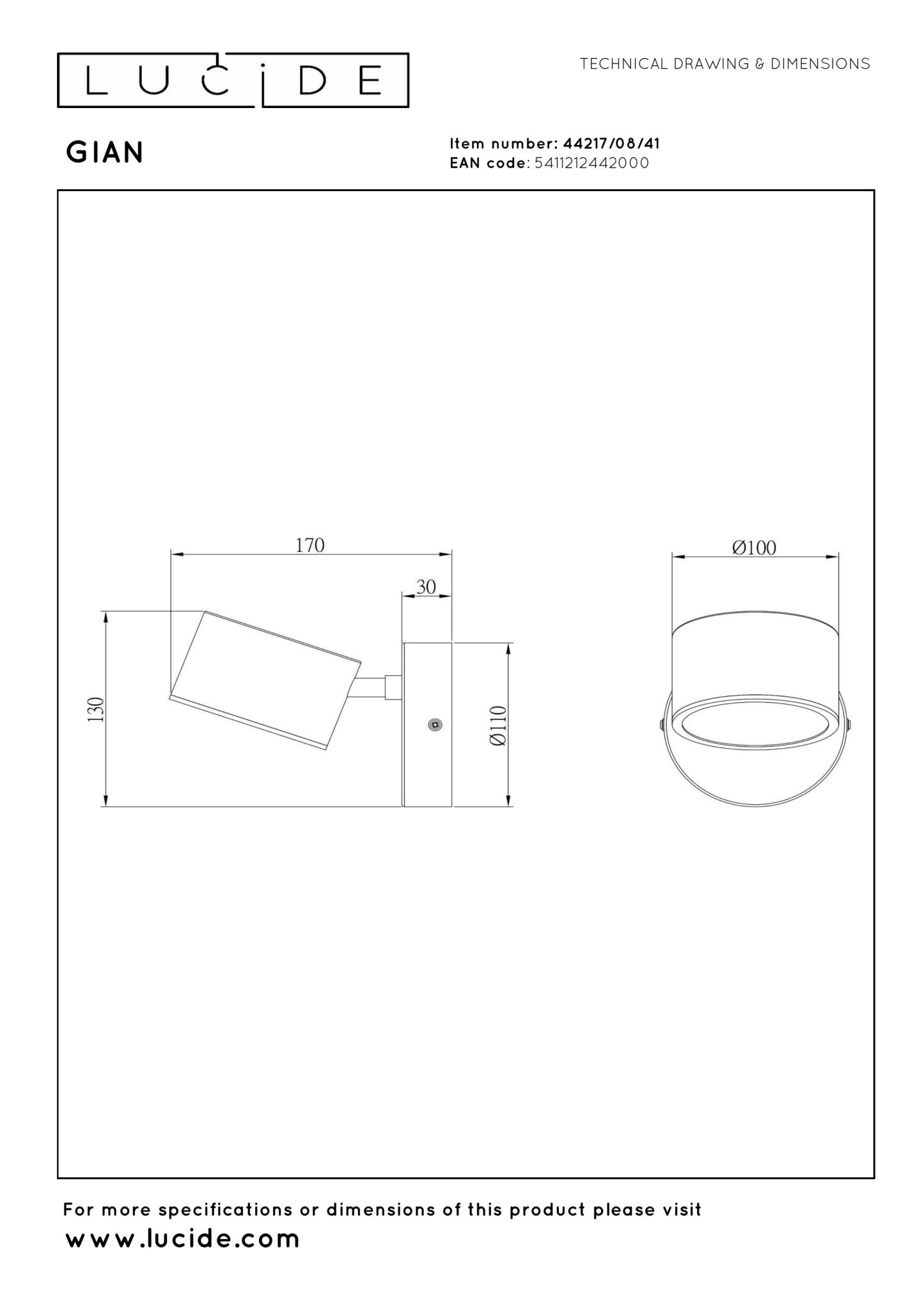 Gian Floor Lamp - Matt Black/Opal