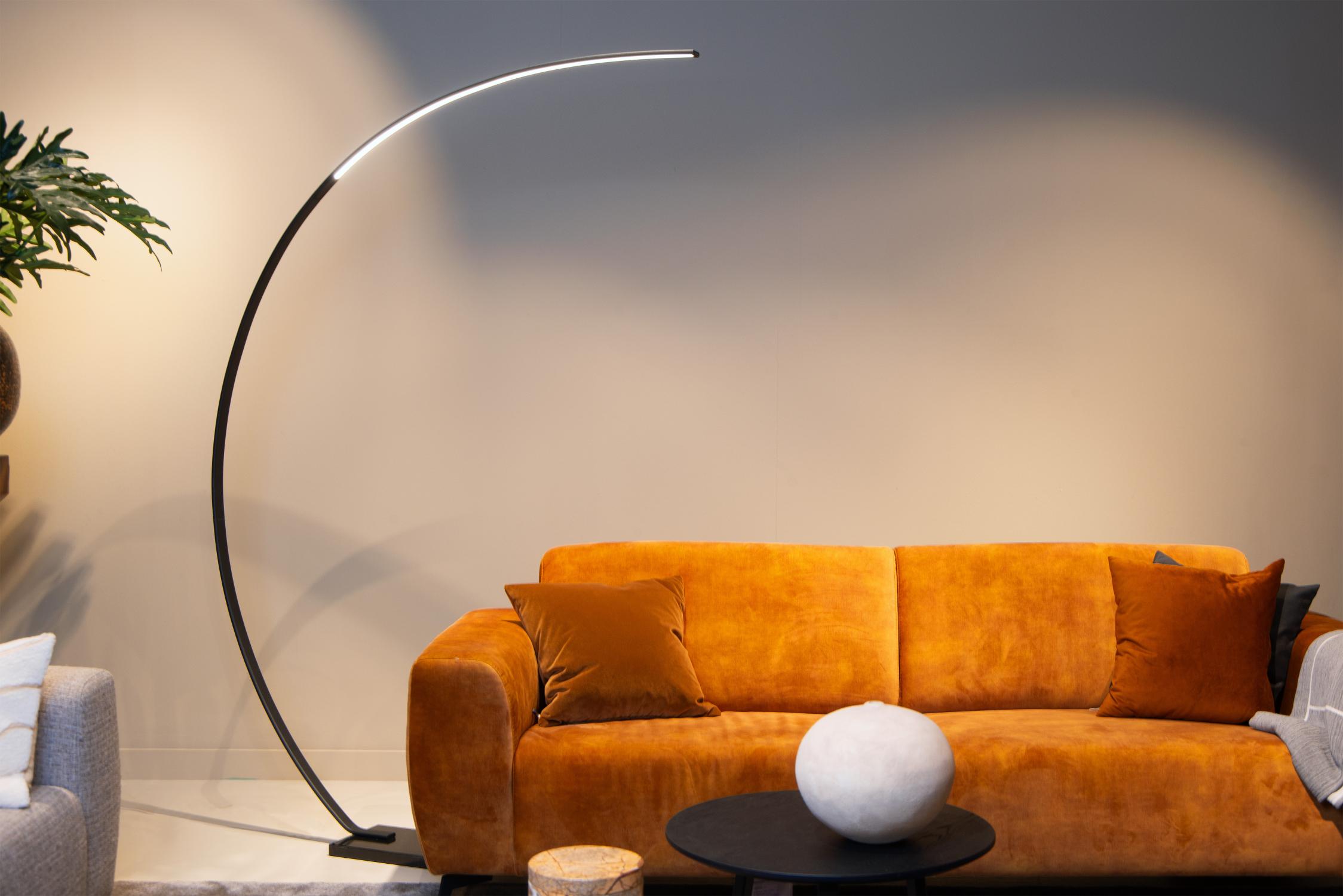 Curve Floor Lamp - Matt Gold/Opal