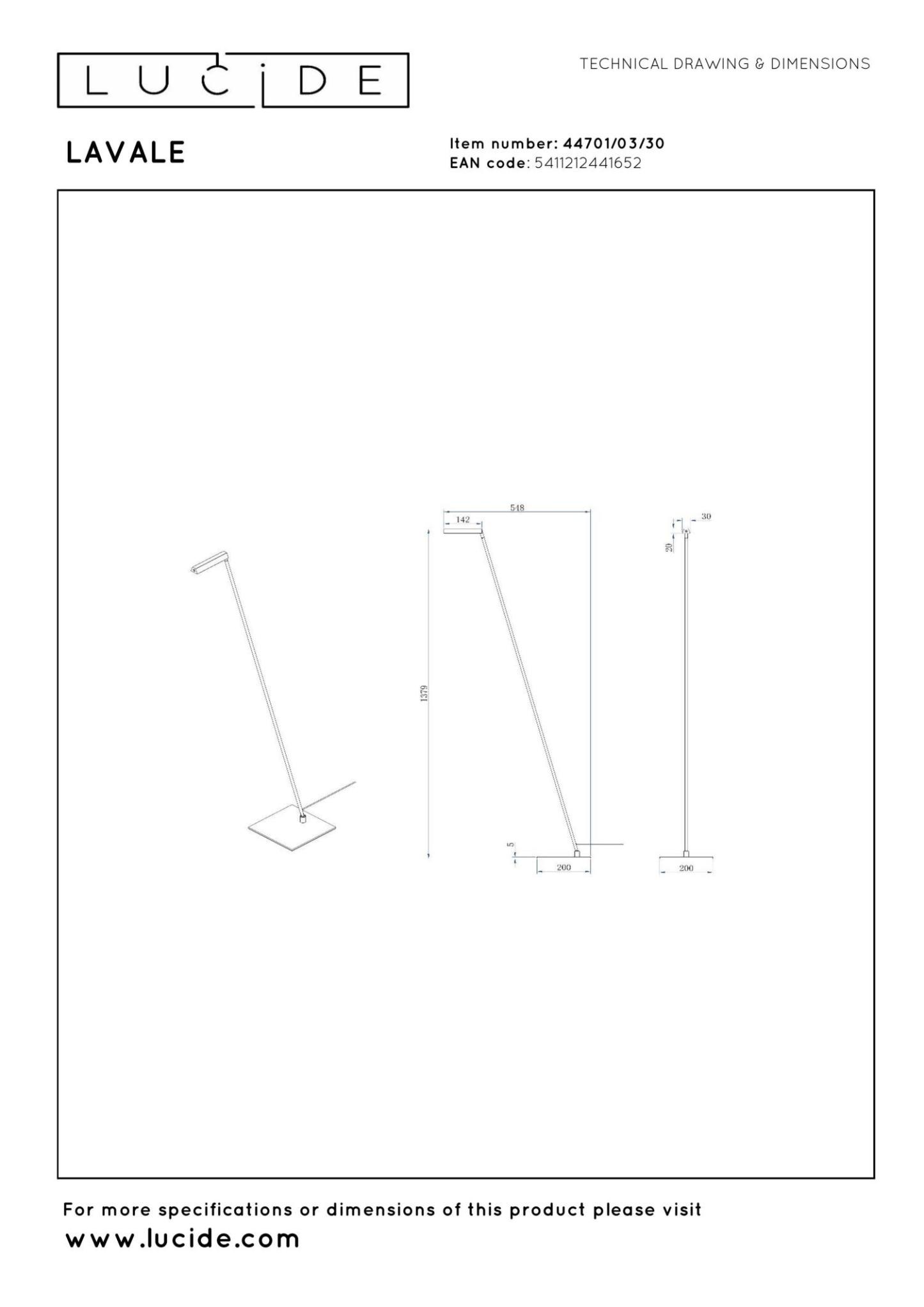 Lavale Floor Lamp - Matt Black/Opal