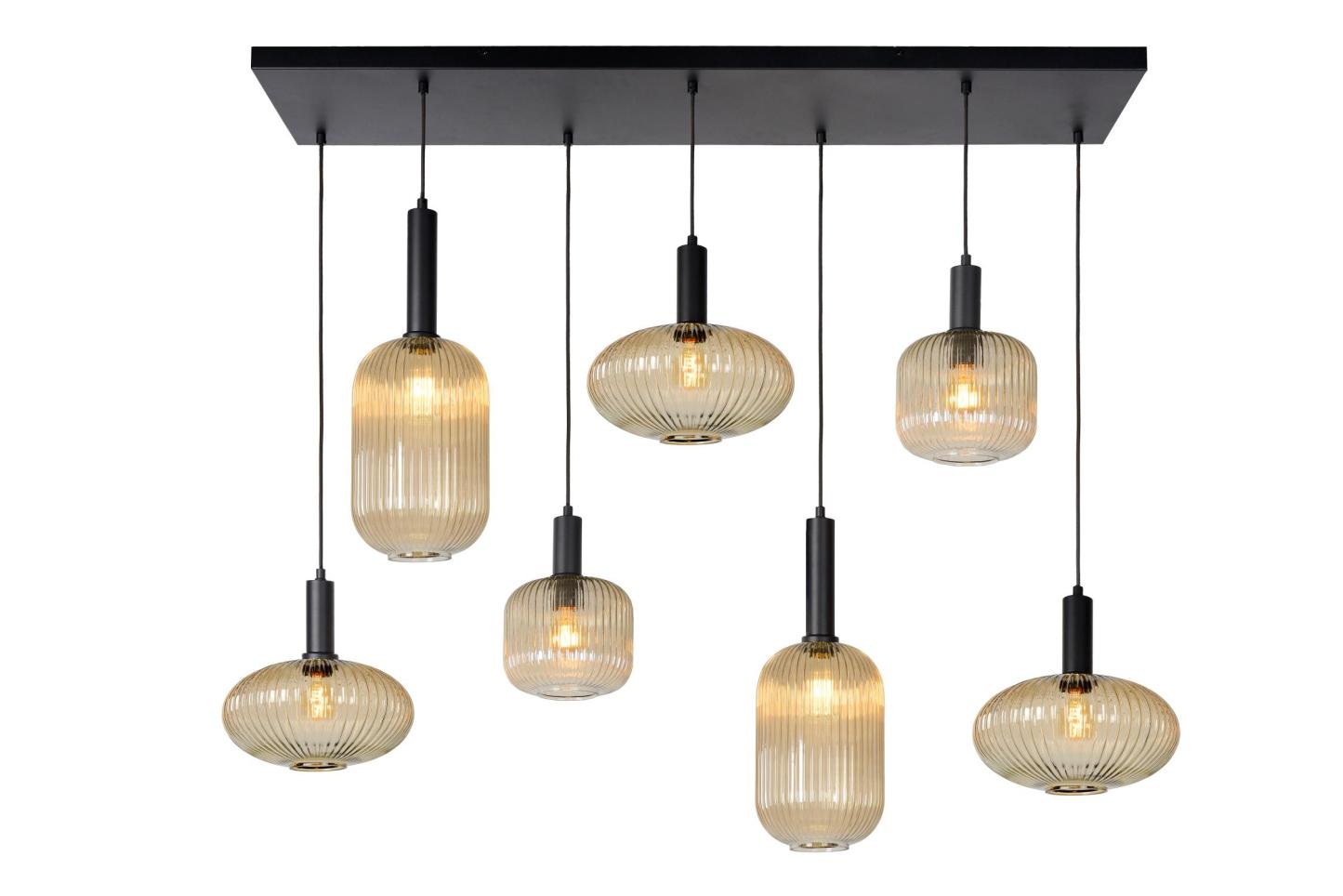 Maloto Ceiling Lights - Matt Black/Smoked Amber