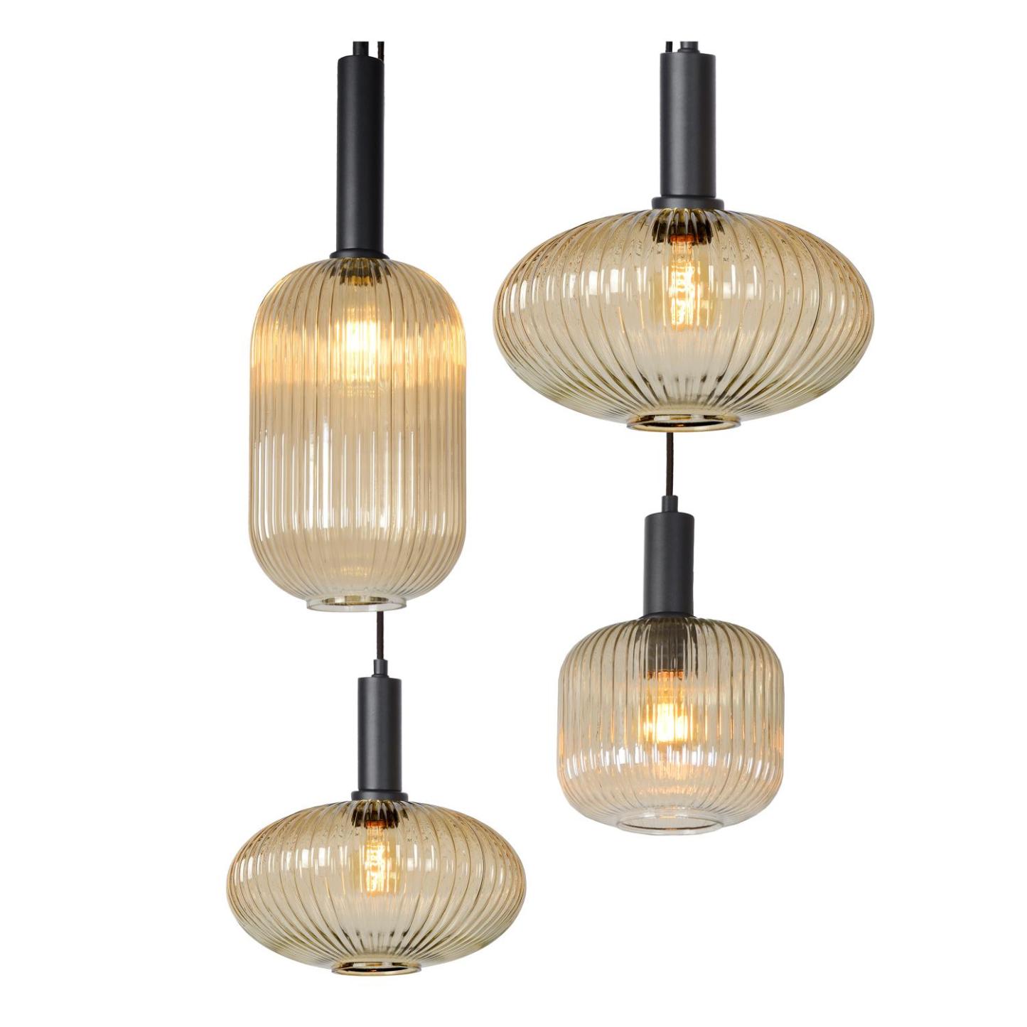Maloto Ceiling Lights - Matt Black/Smoked Amber