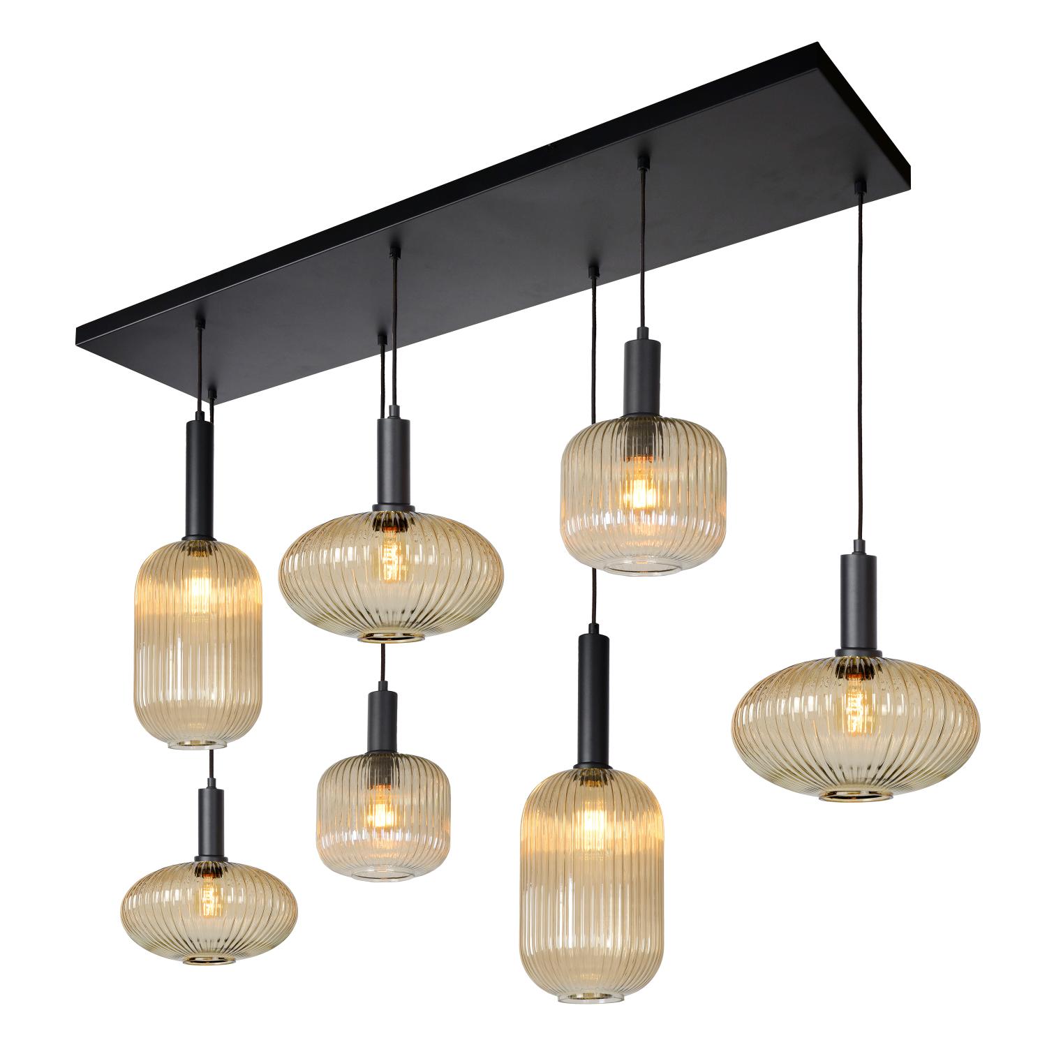 Maloto Ceiling Lights - Matt Black/Smoked Amber