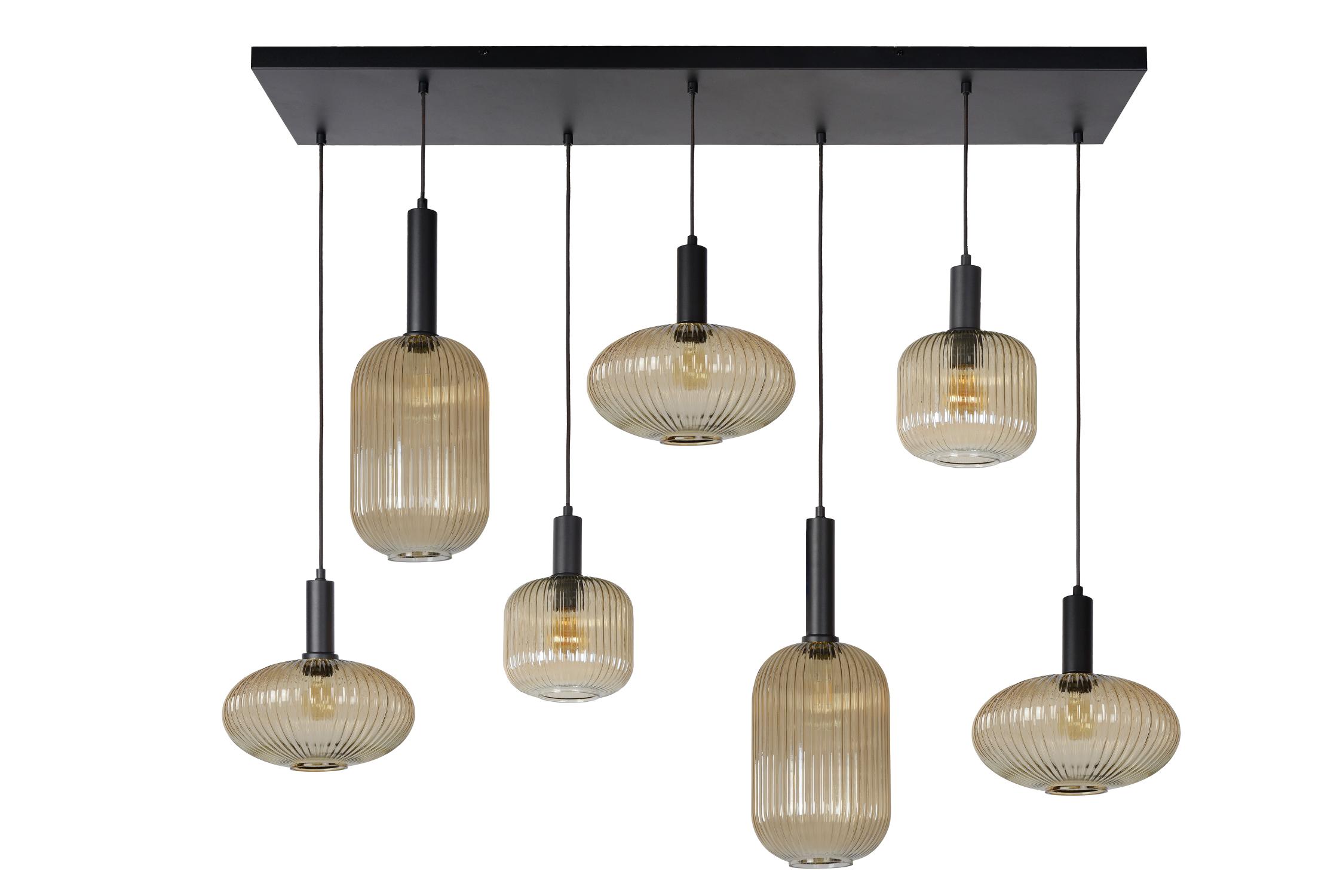 Maloto Ceiling Lights - Matt Black/Smoked Amber