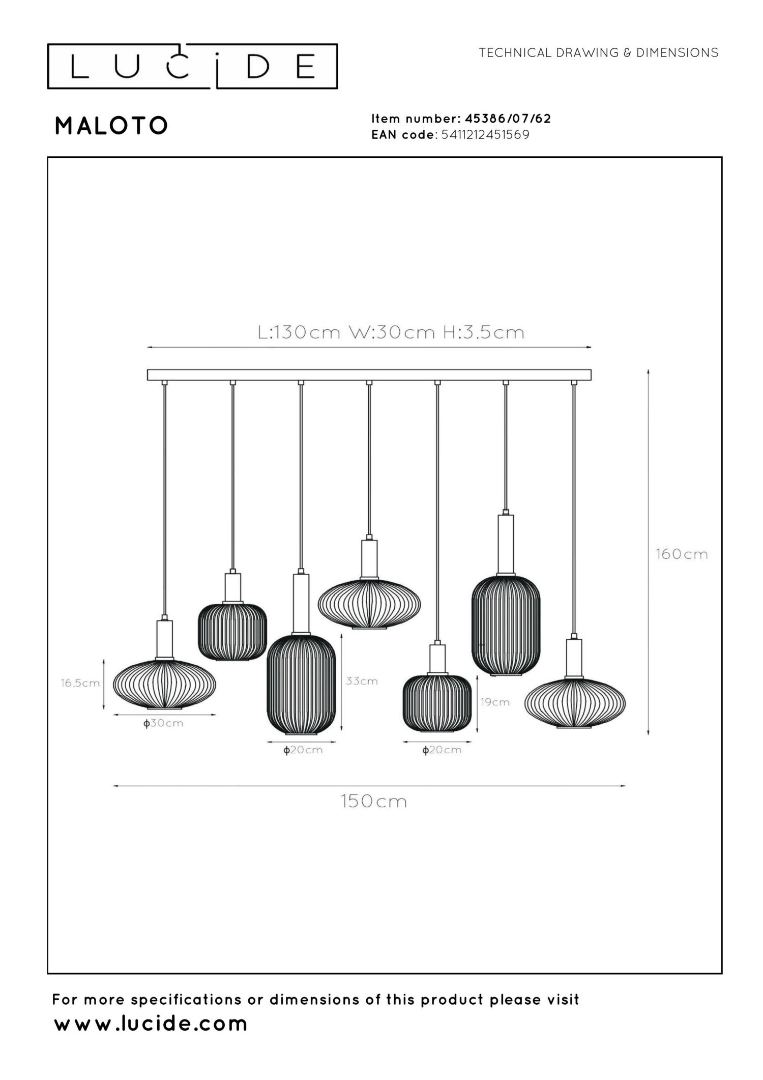 Maloto Ceiling Lights - Matt Black/Smoked Amber