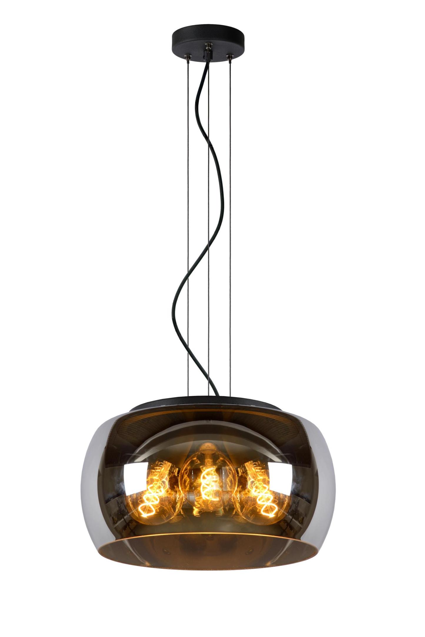 Olivia Ceiling Lights - Matt Black/Smoked Grey - 400mm Diameter