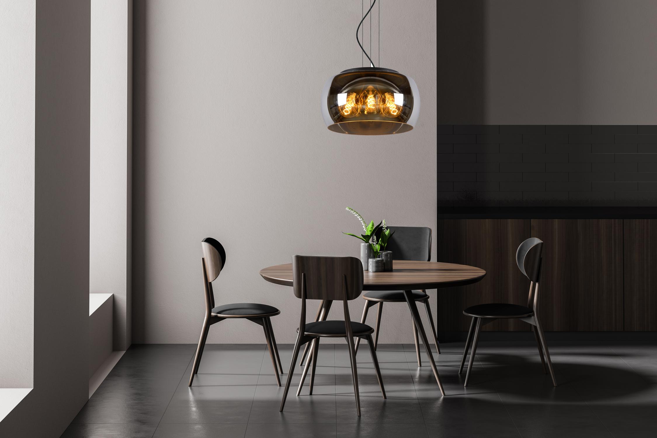 Olivia Ceiling Lights - Matt Black/Smoked Grey - 400mm Diameter