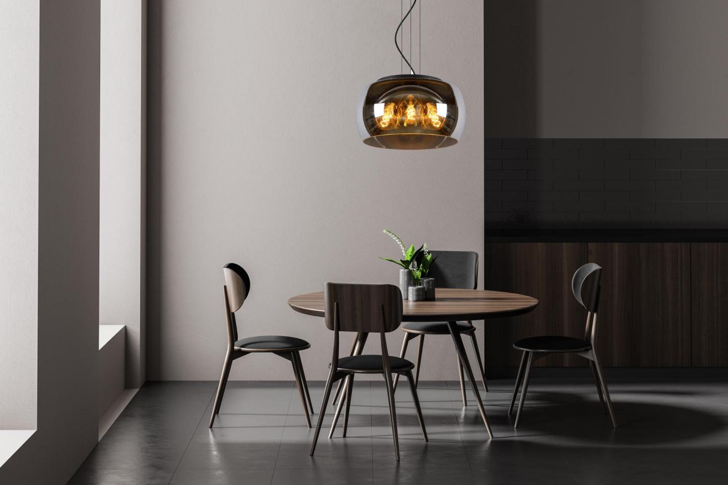 Olivia Ceiling Lights - Matt Black/Smoked Grey - 400mm Diameter