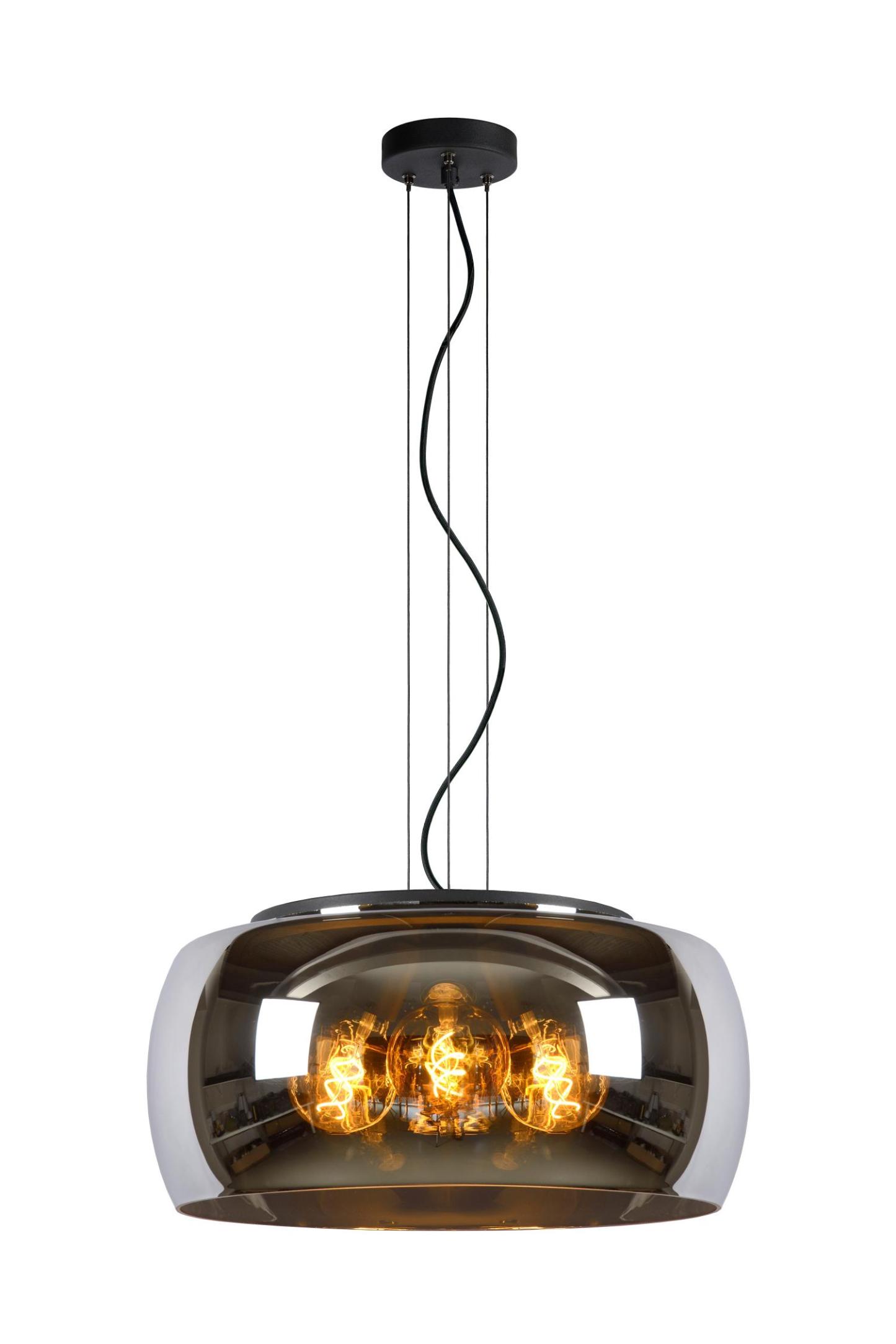 Olivia Ceiling Lights - Matt Black/Smoked Grey, 500mm Diameter
