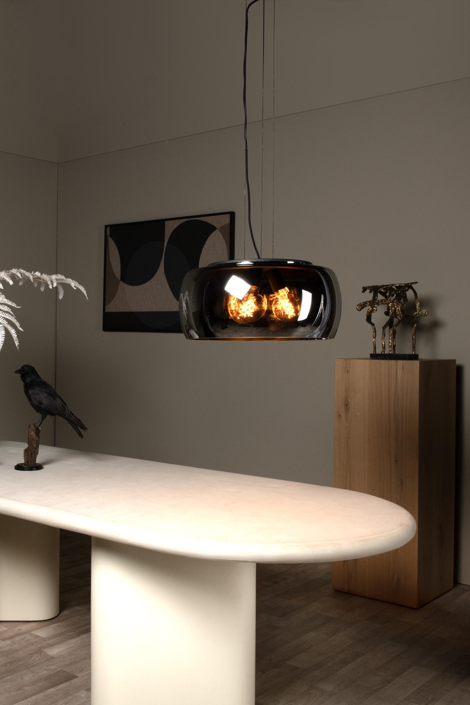 Olivia Ceiling Lights - Matt Black/Smoked Grey, 500mm Diameter