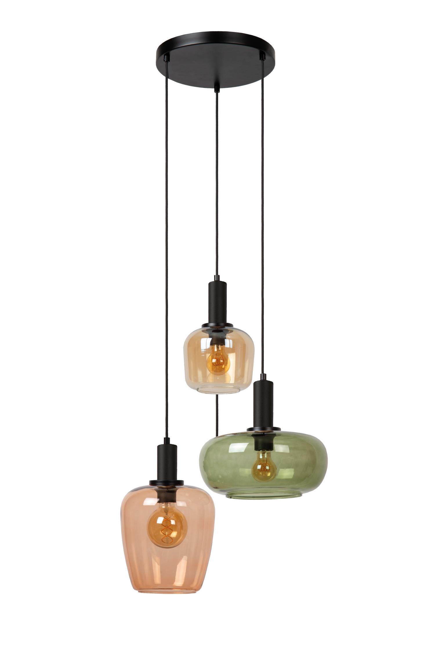 Ilona Ceiling Lights - Matt Black/Multi Colour