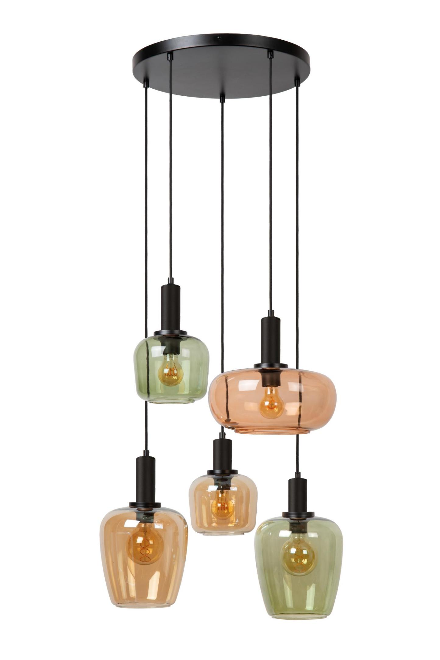Ilona Ceiling Lights - Matt Black/Multi Colour