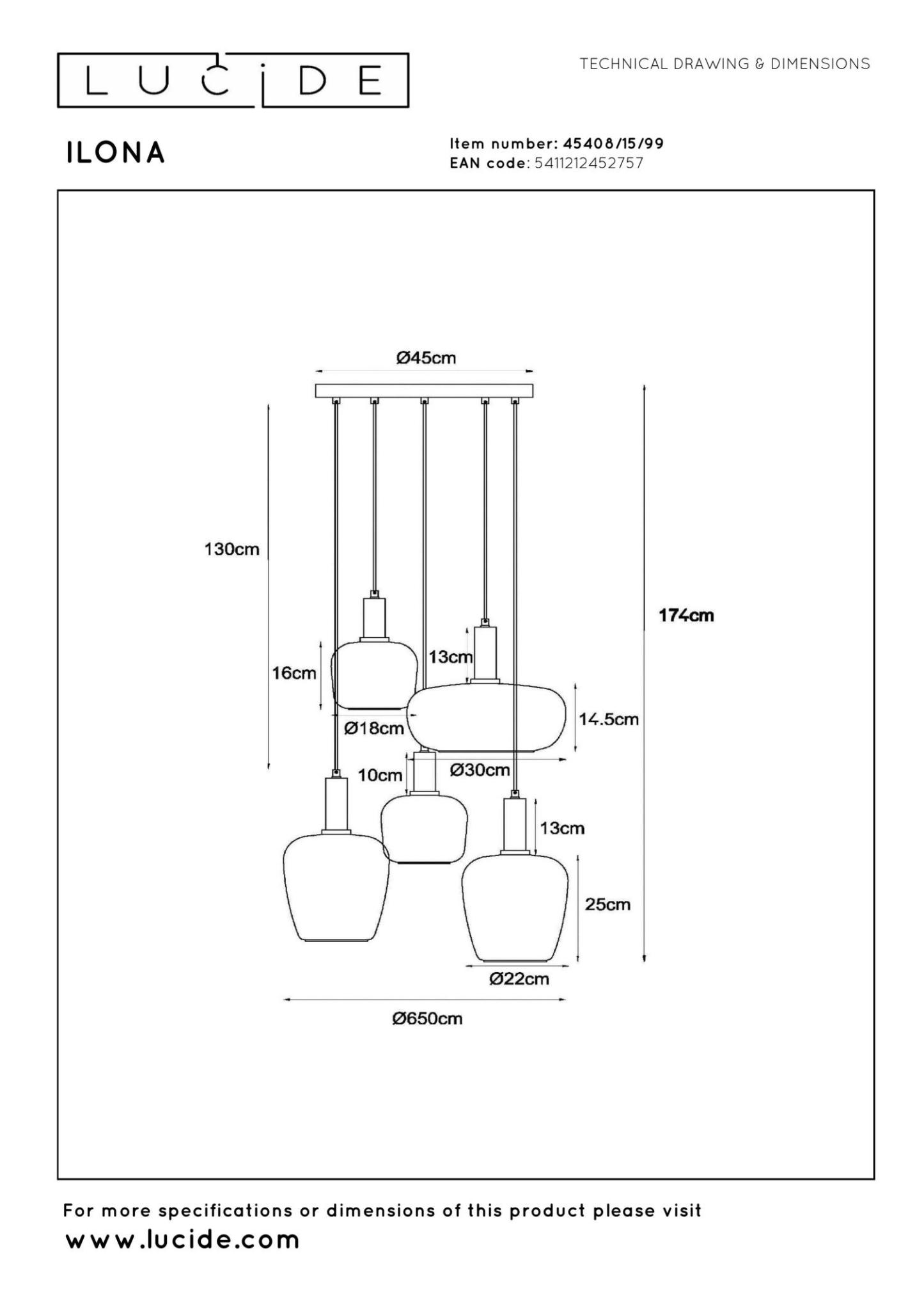 Ilona Ceiling Lights - Matt Black/Multi Colour