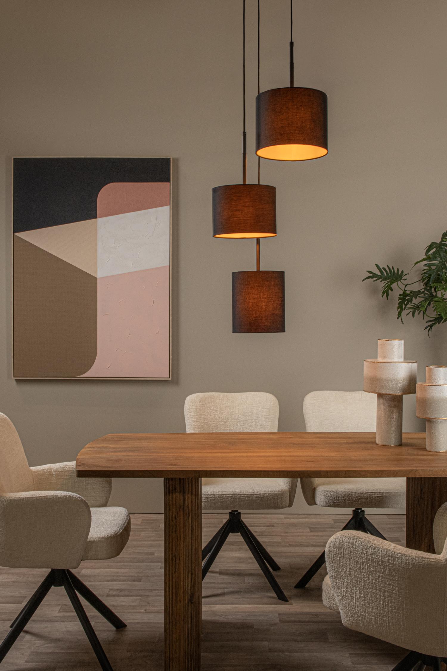 Maya Ceiling Lights - Matt Black/Black Linen