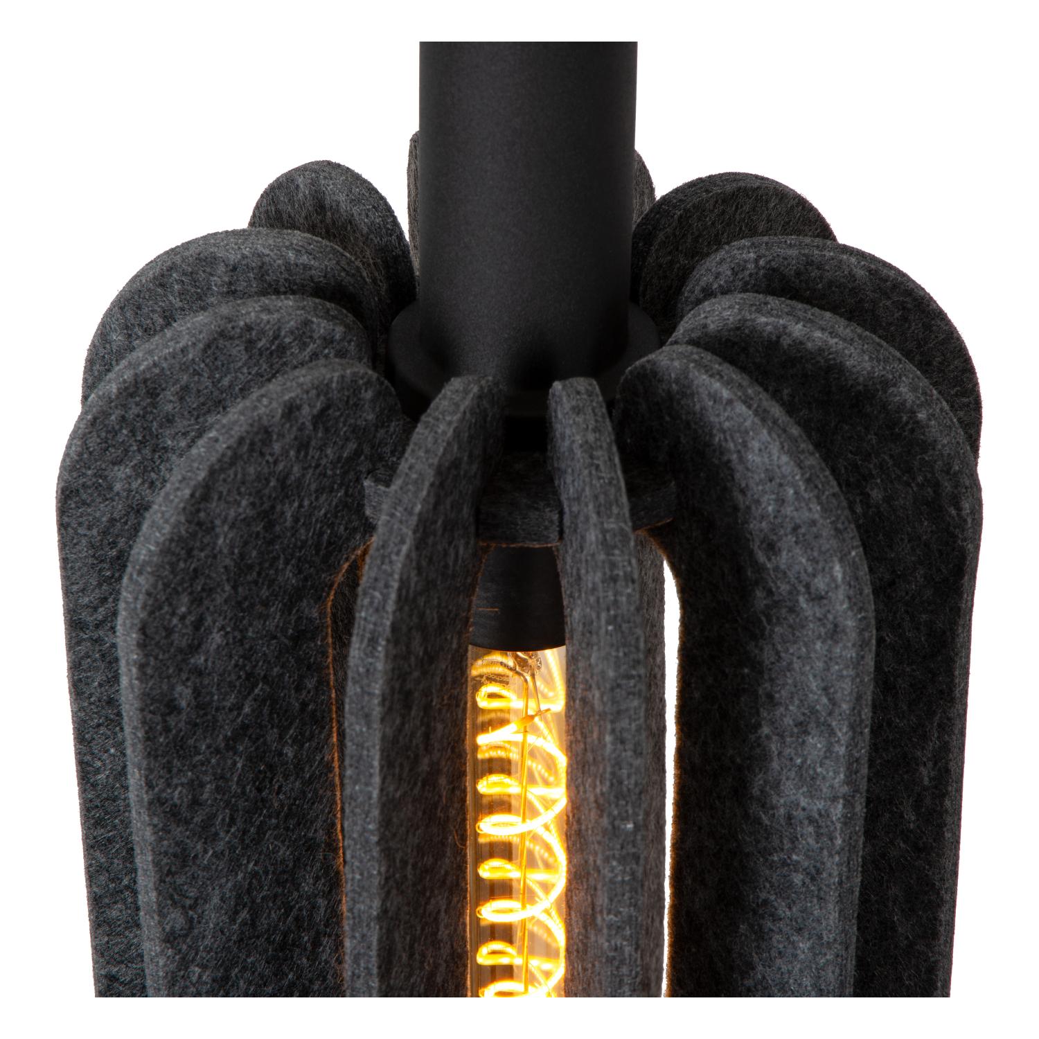 Rafal Ceiling Lights - Matt Black/Grey Fabric