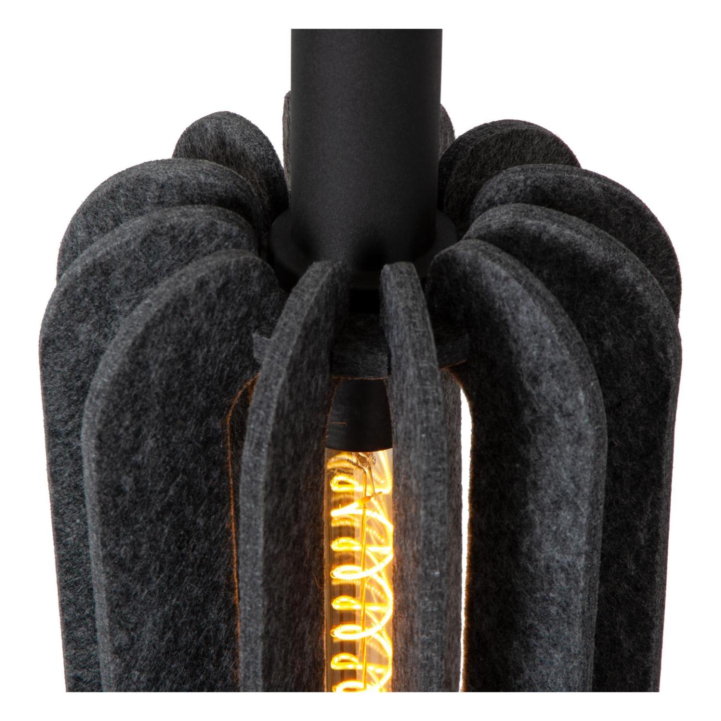 Rafal Ceiling Lights - Matt Black/Grey Fabric