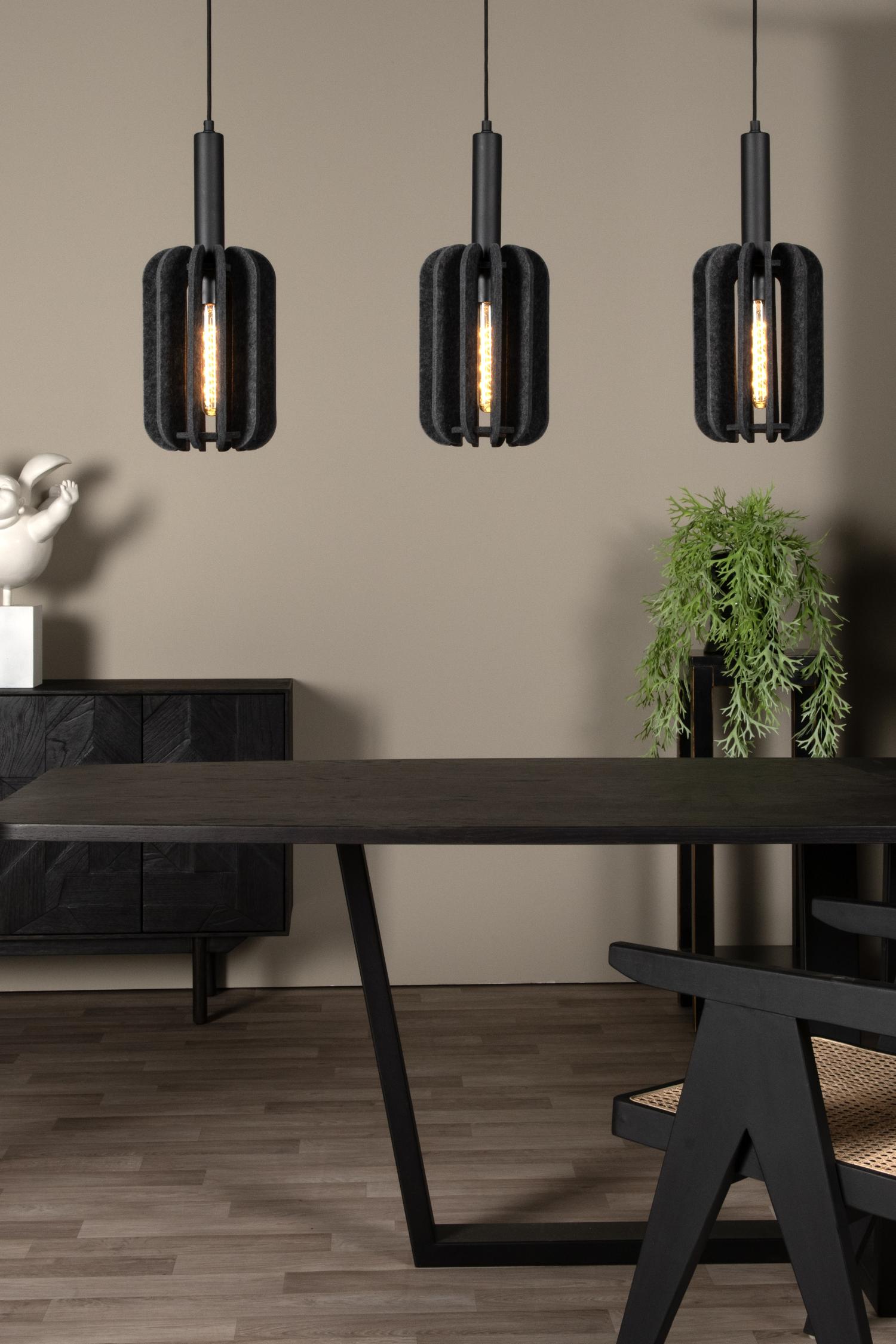 Rafal Ceiling Lights - Matt Black/Grey Fabric