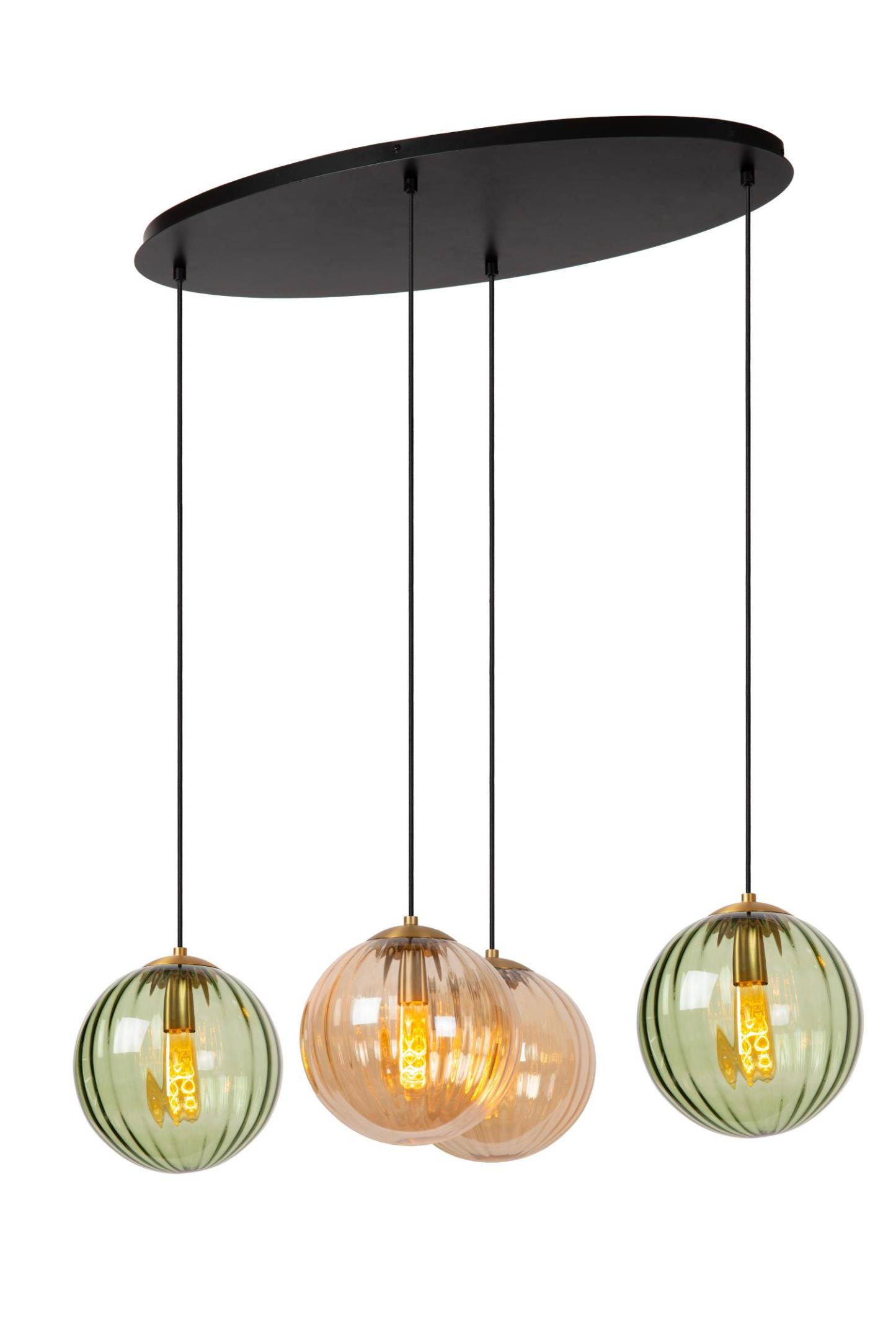 Monsaraz Ceiling Lights - Matt Black/Smoked Green